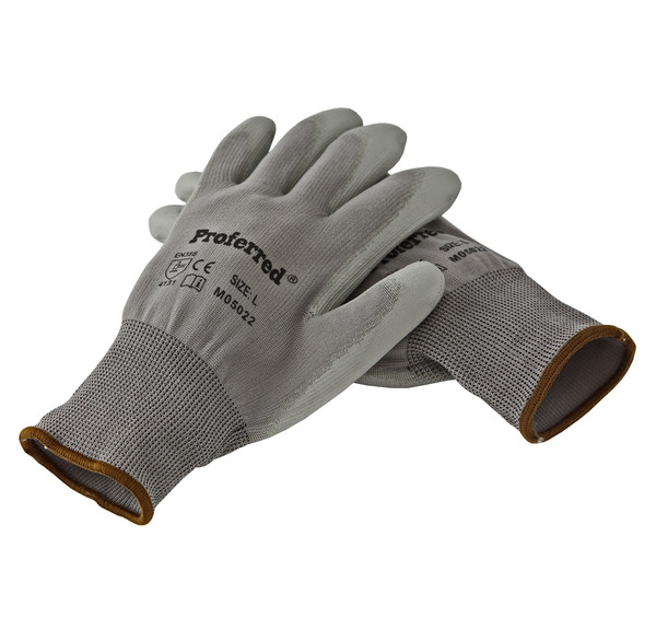 M05020 PROFERRED INDUSTRIAL GLOVES - S GRAY PU COATING / GRAY NYLON