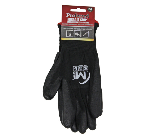 M05101 PROFERRED INDUSTRIAL GLOVES - S BLACK PU COATING / BLACK NYLON