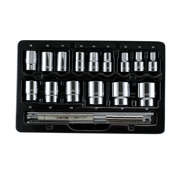S09201 PROFERRED 1/2" DRIVE STANDARD METRIC SOCKET SET - 15 PIECE 12 POINT STANDARD Metric