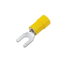 Vinyl Spade Terminal, Funnel Entry, 6 Stud, Yellow, 12-10 Ga (100 MIN)
