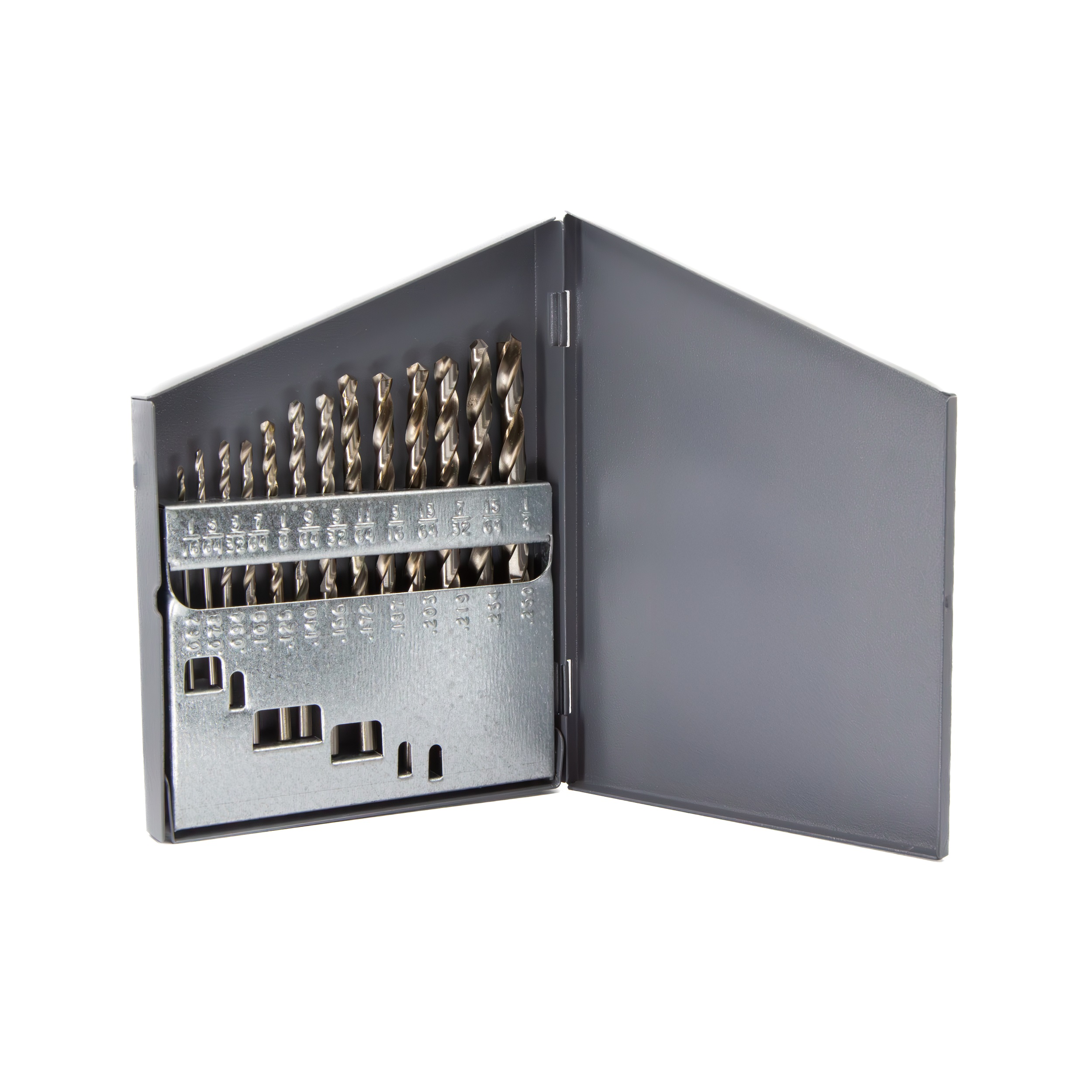 13 Piece HSS Polished Jobber Length Drill Bit Set, 1/16" - 1/4"