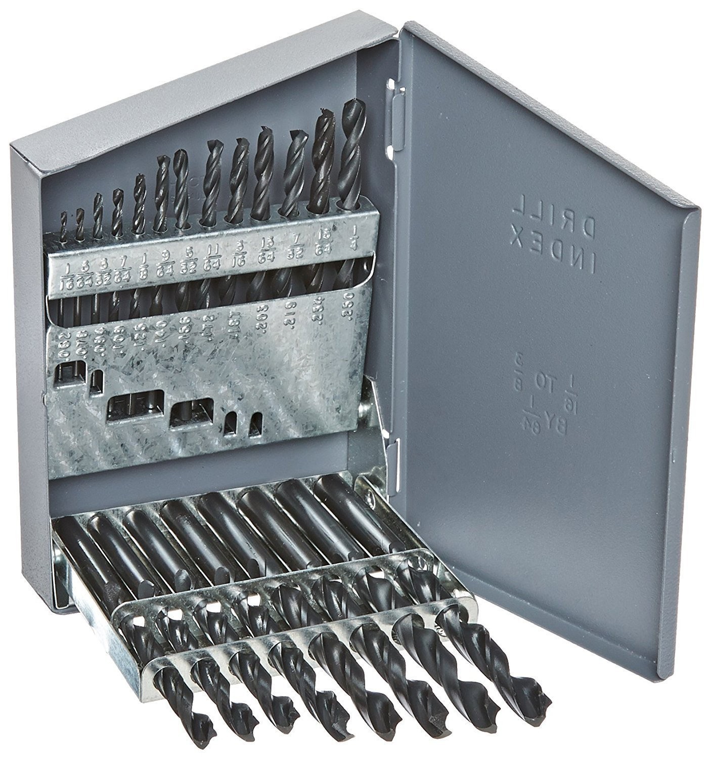 21 Piece HSS Polished Jobber Length Drill Bit Set, 1/16" - 3/8"
