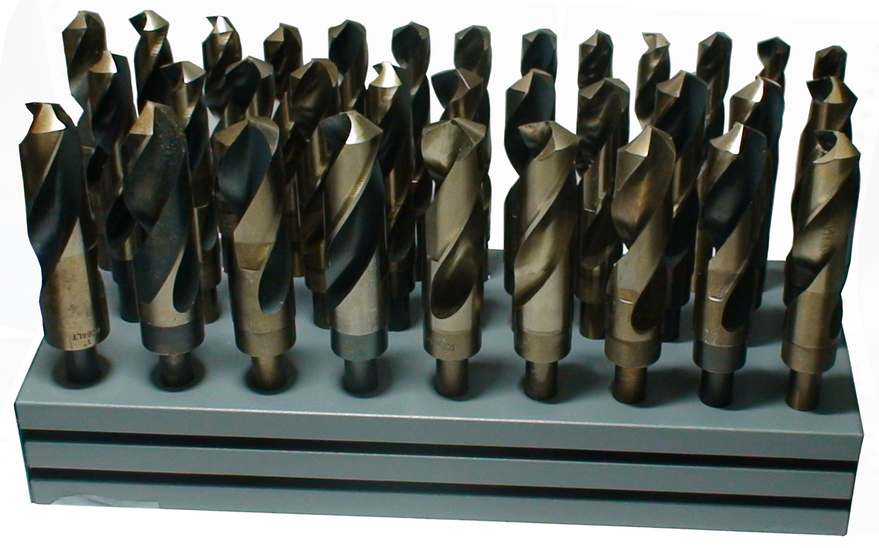 33 Piece Cobalt Drill Bit Set with Reduced 1/2" Shank, 1/2" - 1", D/ACO