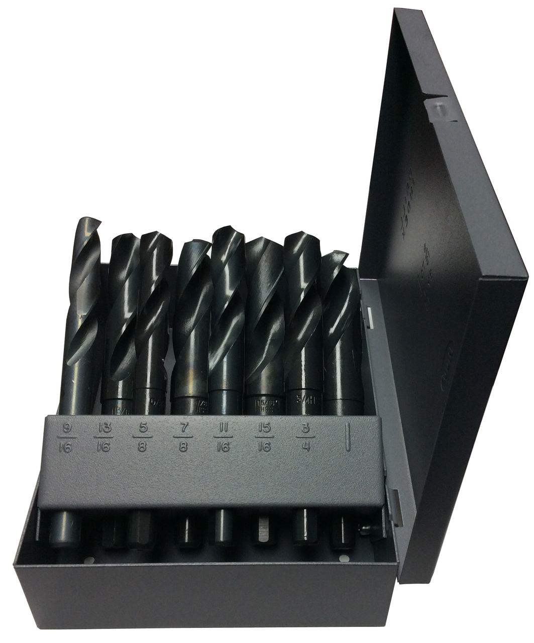 8 Piece HSS Black Oxide Reduced Shank HSS Drill Bit Set, 9/16" - 1"