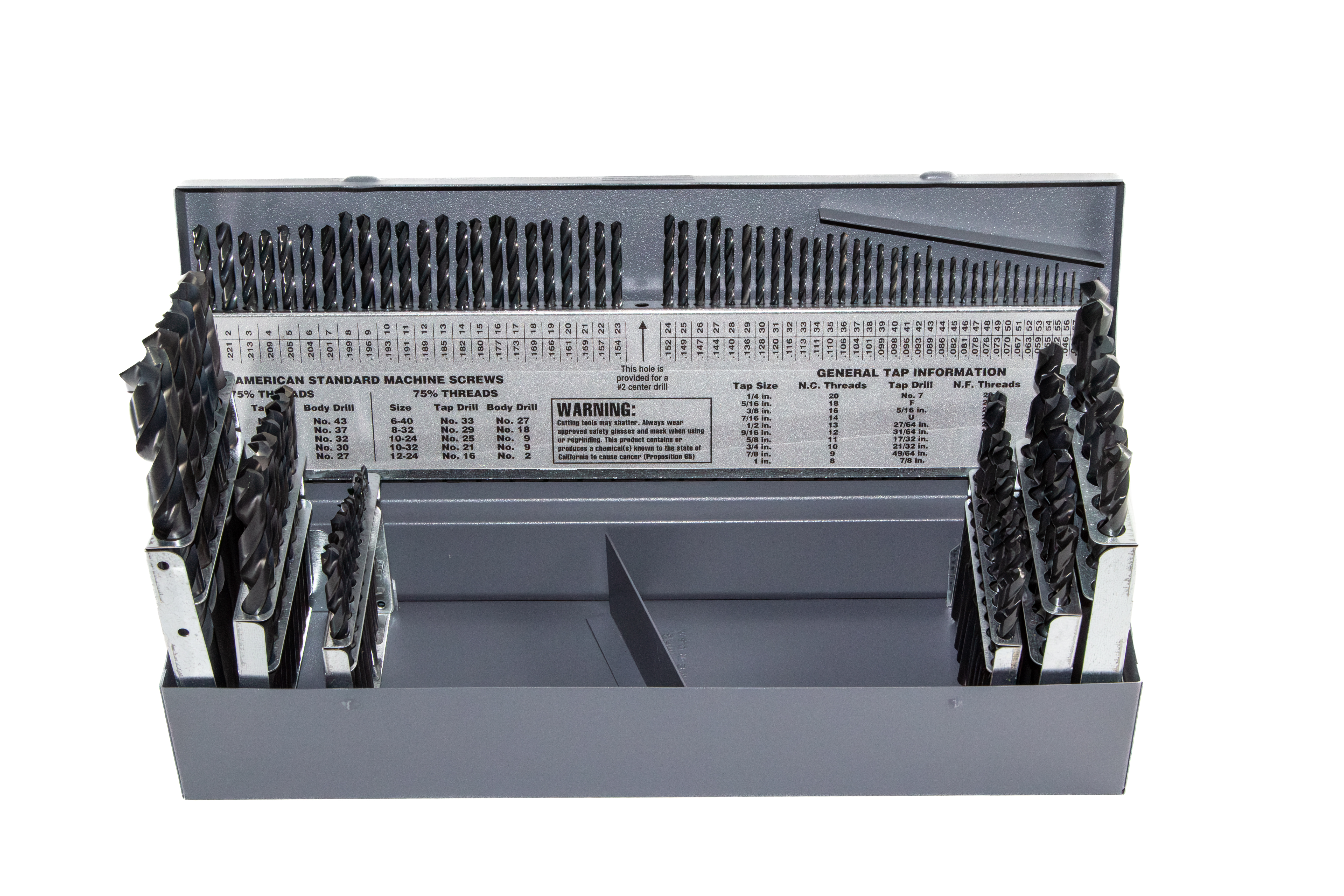 115 Piece HSS Black Oxide Jobber Length Drill Bit Set, DWDN, 1/16"- 1/2", A - Z, #1 - #60