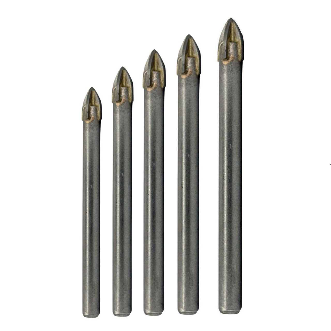 5 Piece Carbide Tipped 4 Flute Glass &amp; Tile Drill Bit Set