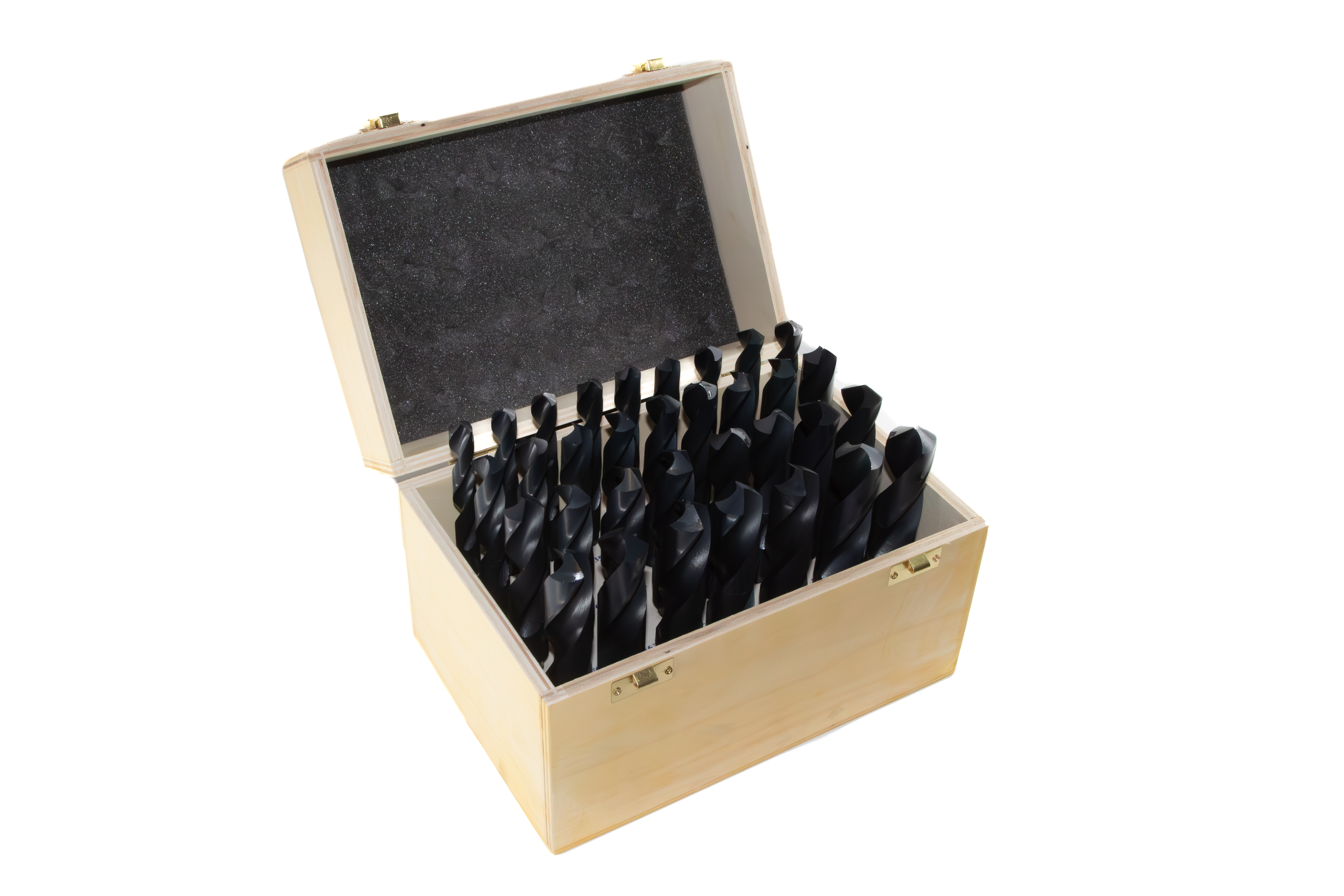 33 Piece HSS Black Oxide Reduced Shank HSS Drill Bit Set, 1/2" - 1", Wood Case
