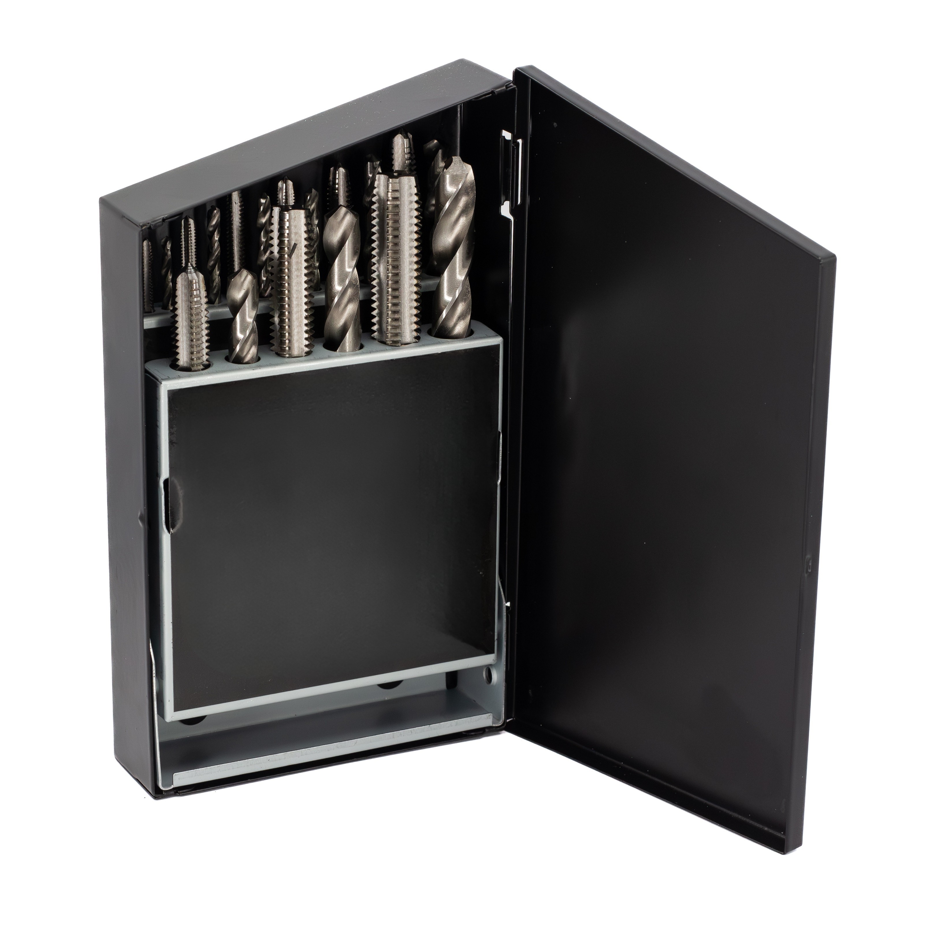 18 Piece Tap and Drill Bit Set, m2 - m12 in Metal Case