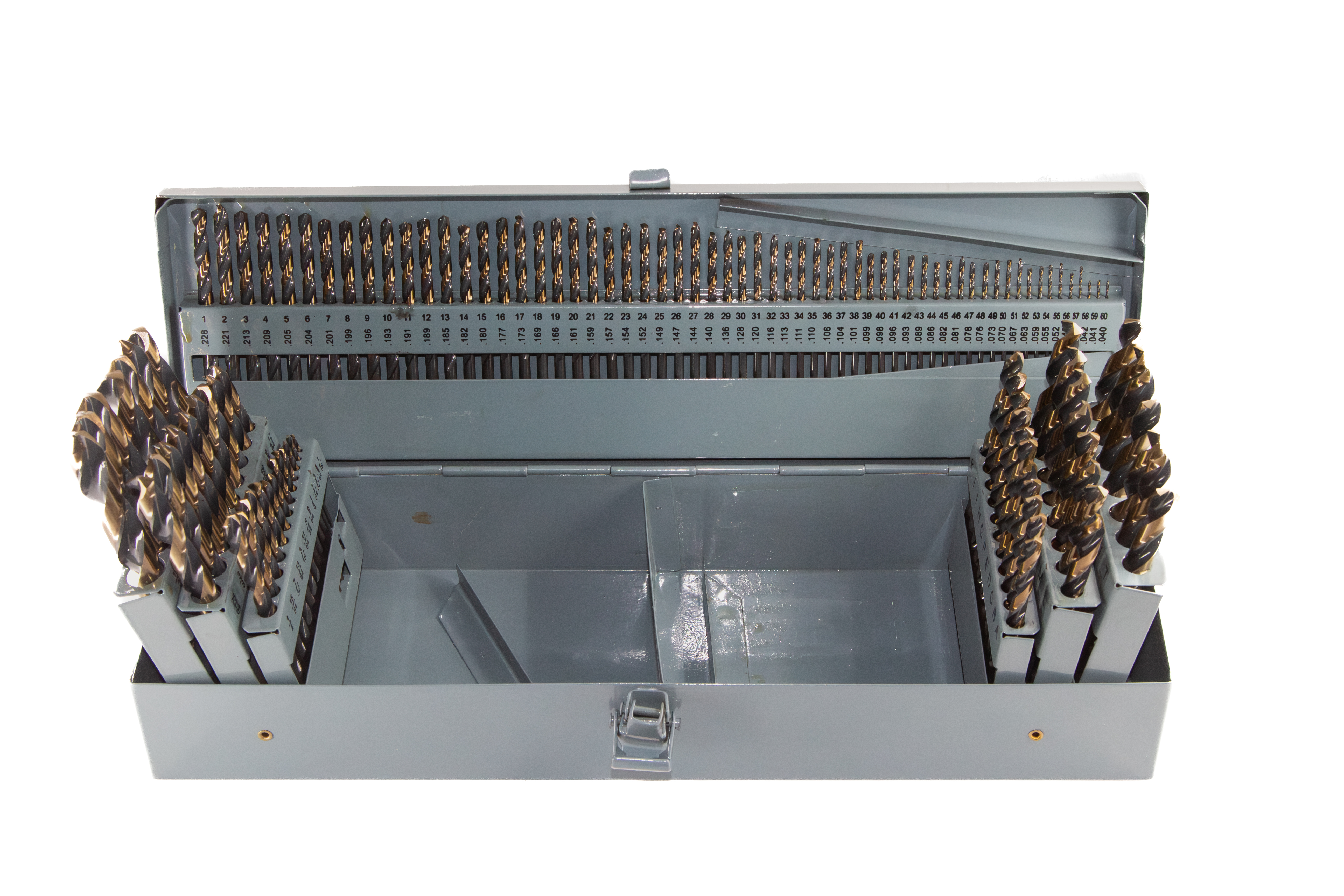 115 Piece HSS Black &amp; Gold KFD Split Point Jobber Length Drill Bit Set 1/16"- 1/2", A - Z, #1 - #60