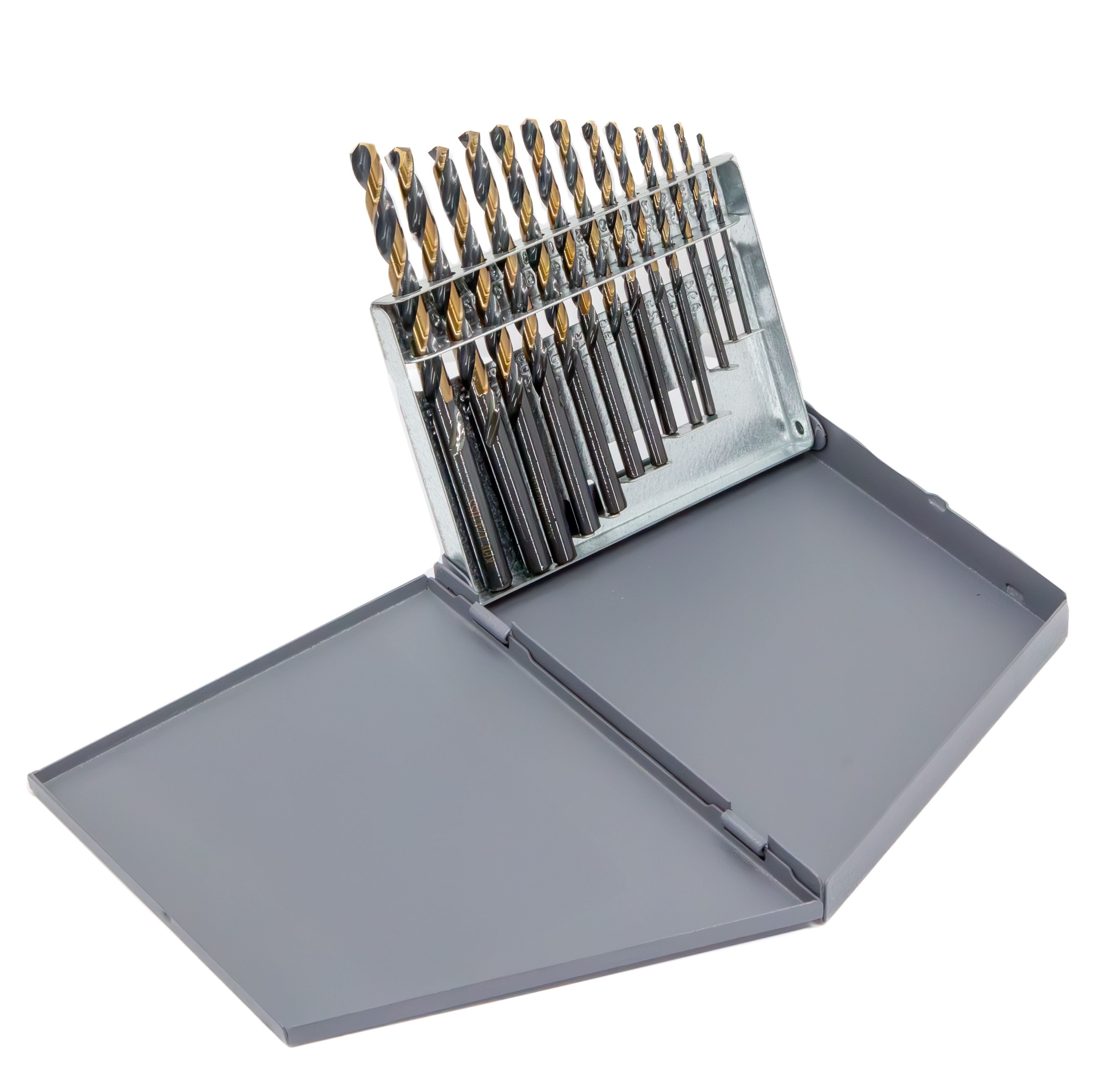 13 Piece HSS Black &amp; Gold KFD Split Point Jobber Length Drill Bit Set, 1/16" - 1/4"