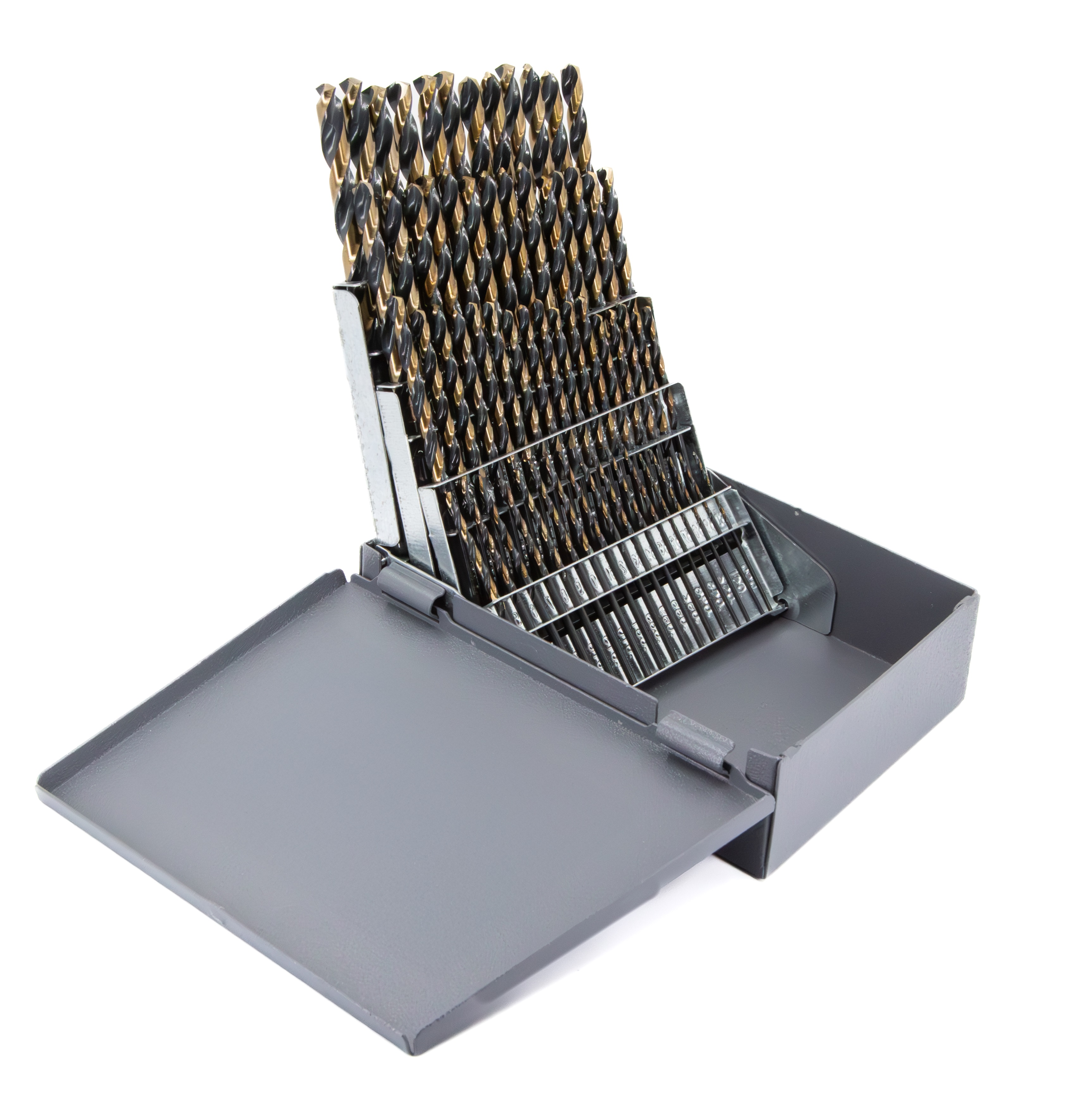 60 Piece HSS Black &amp; Gold KFD Split Point Jobber Length Drill Bit Set, #1 - #60