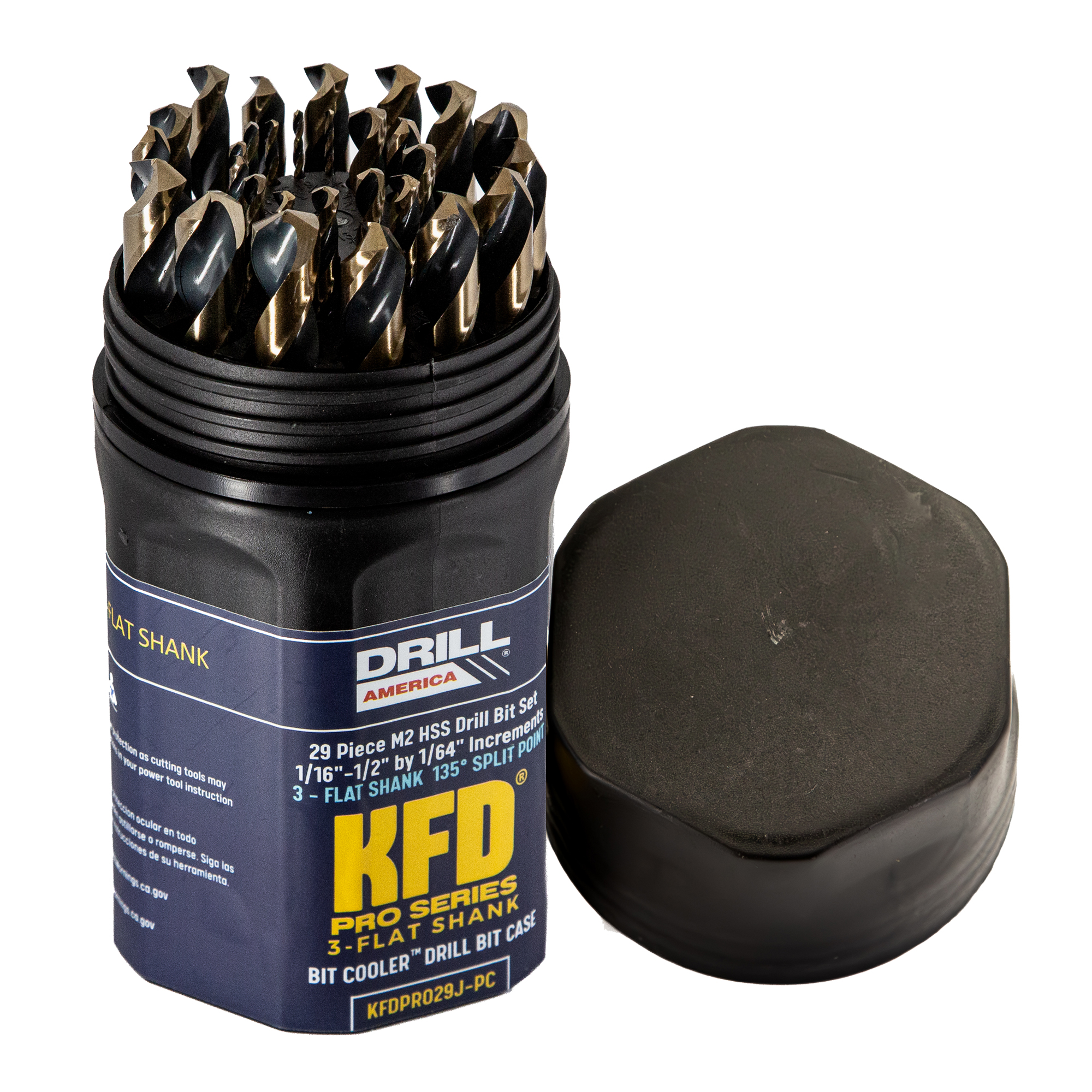 29 Pcs Bit Cooler HSS Black &amp; Gold KFD PRO 3Flat Split Point Jobber Drill Bit Killer Force Bit Set