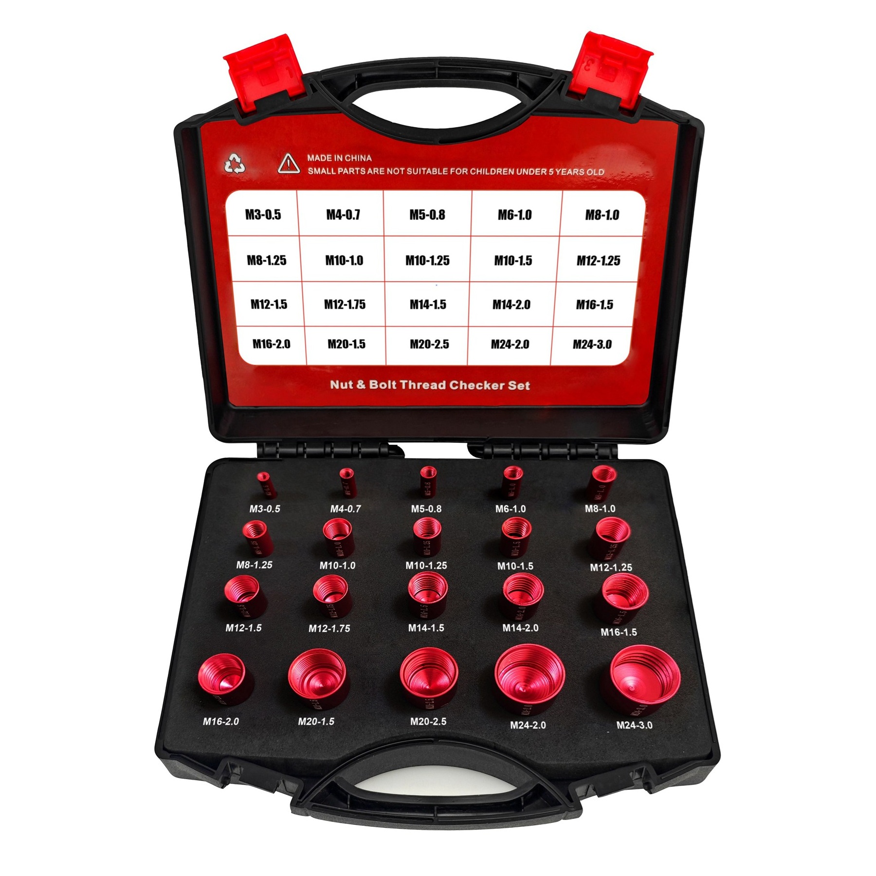20-Piece Metric Nut and Bolt Thread Checker Standard Gauge Set (m3 - m24)
