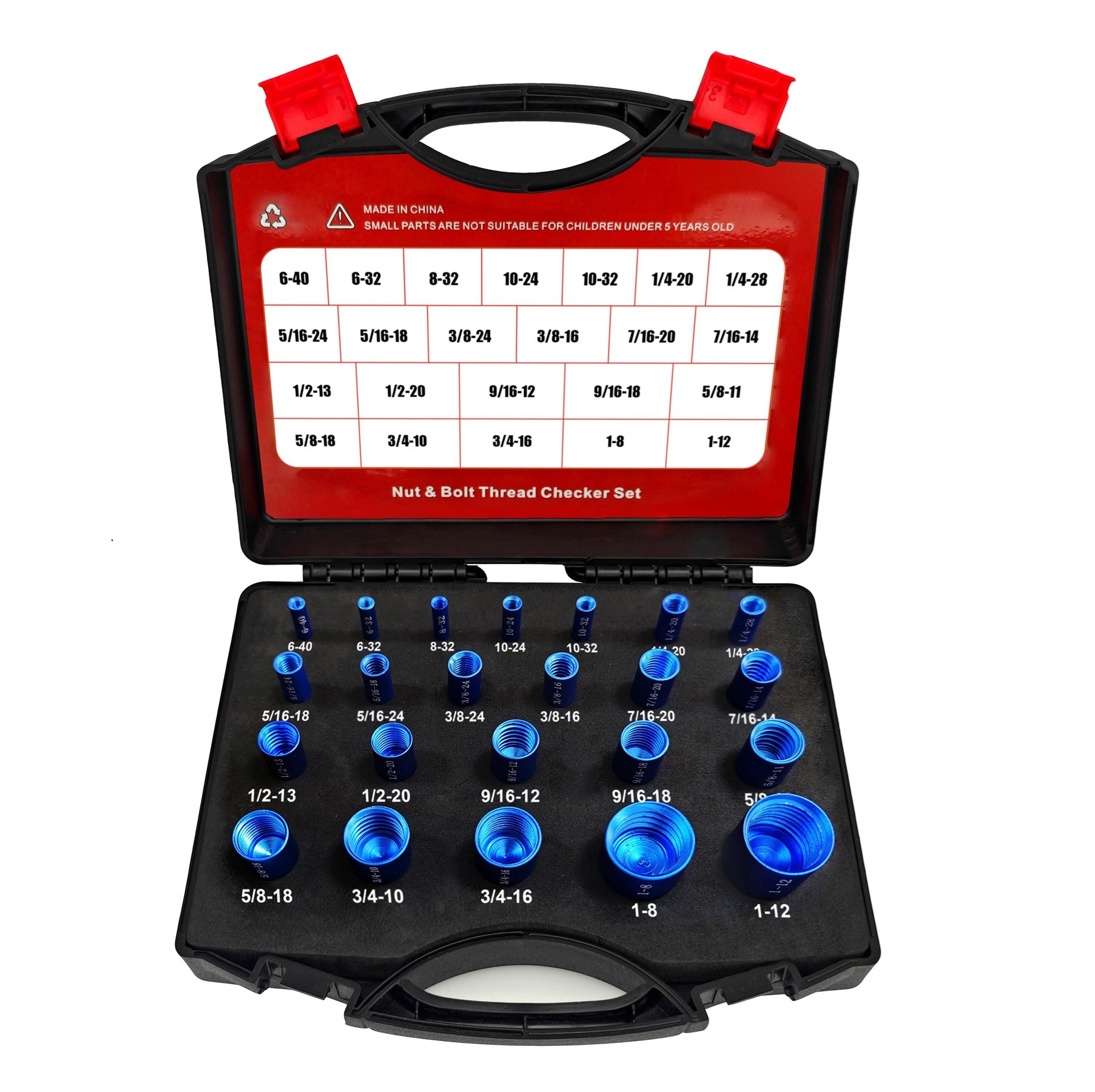 23-Piece SAE Nut and Bolt Thread Checker Standard Gauge Set (#6-32 to 1"-12)