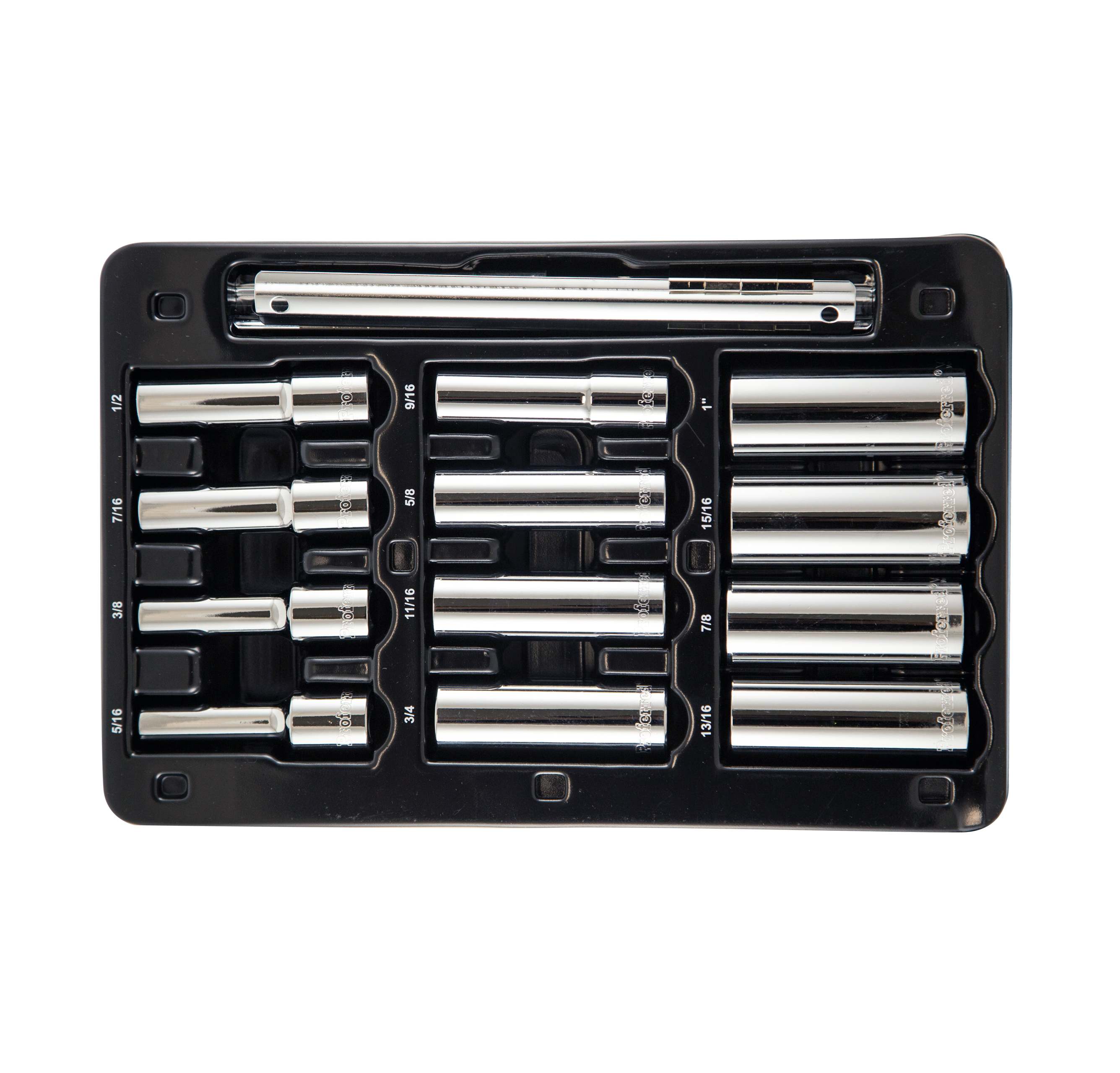 S08301 PROFERRED 1/2" DRIVE STANDARD SAE SOCKET SET - 12 PIECE 12 POINT DEEP SAE