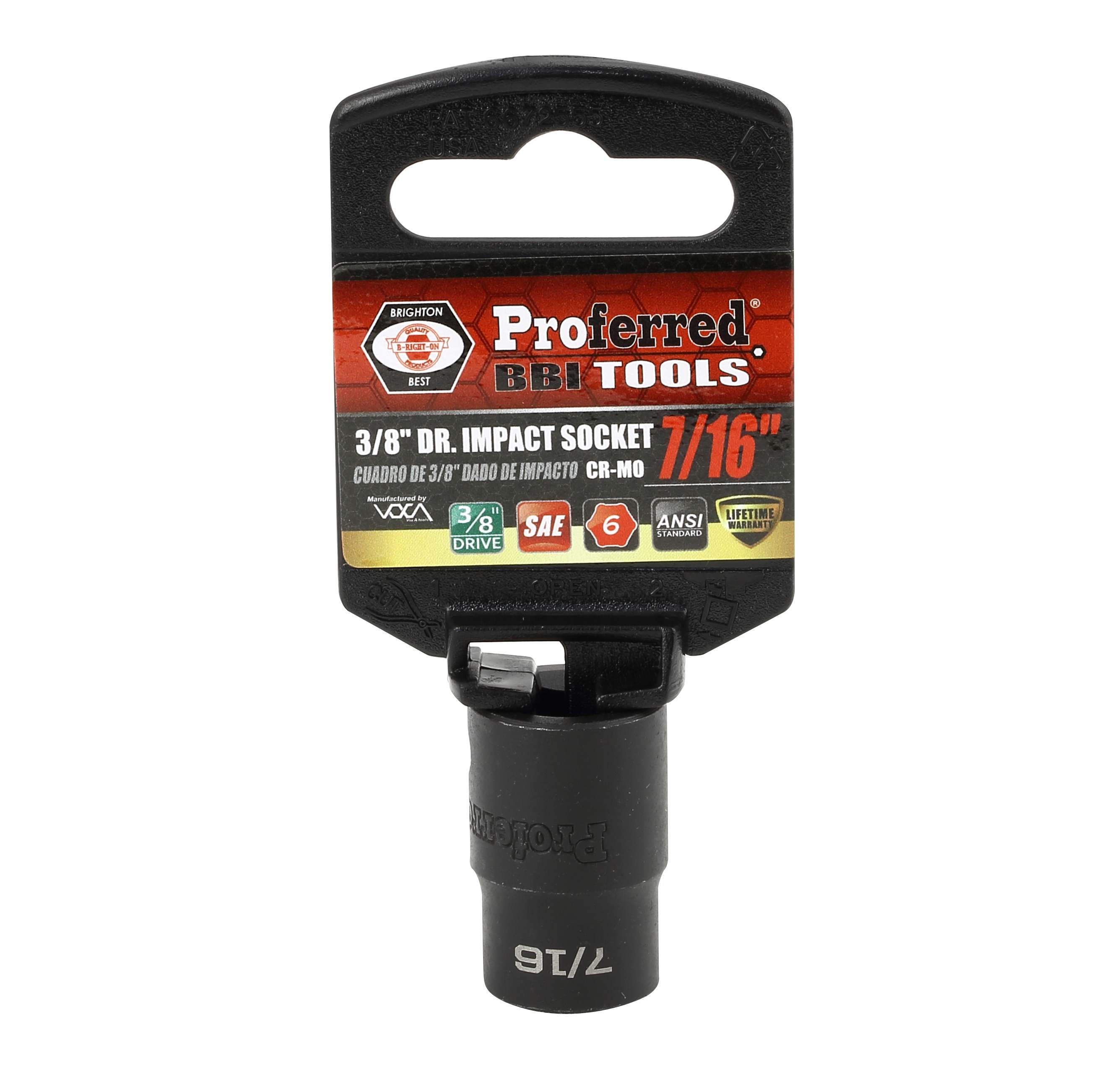IMPACT 3/8&quot; DRIVE SAE SOCKET - 7/16&quot; IMPACT 6 Point