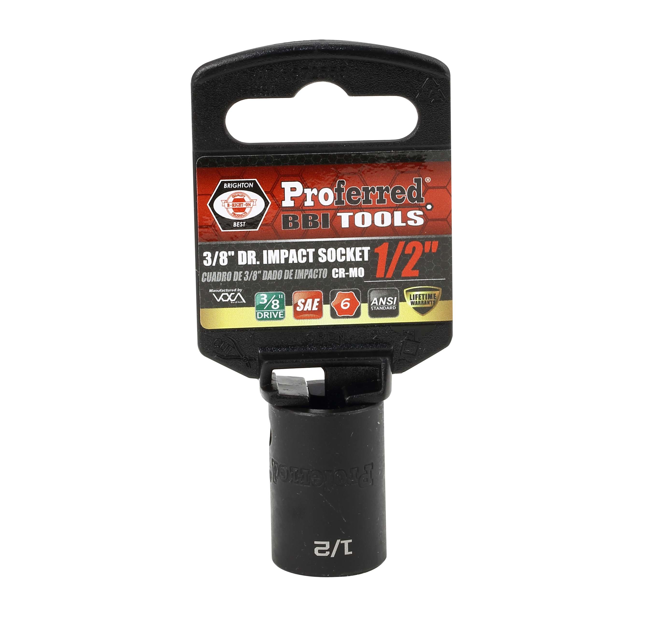 IMPACT 3/8&quot; DRIVE SAE SOCKET - 1/2&quot; IMPACT 6 Point