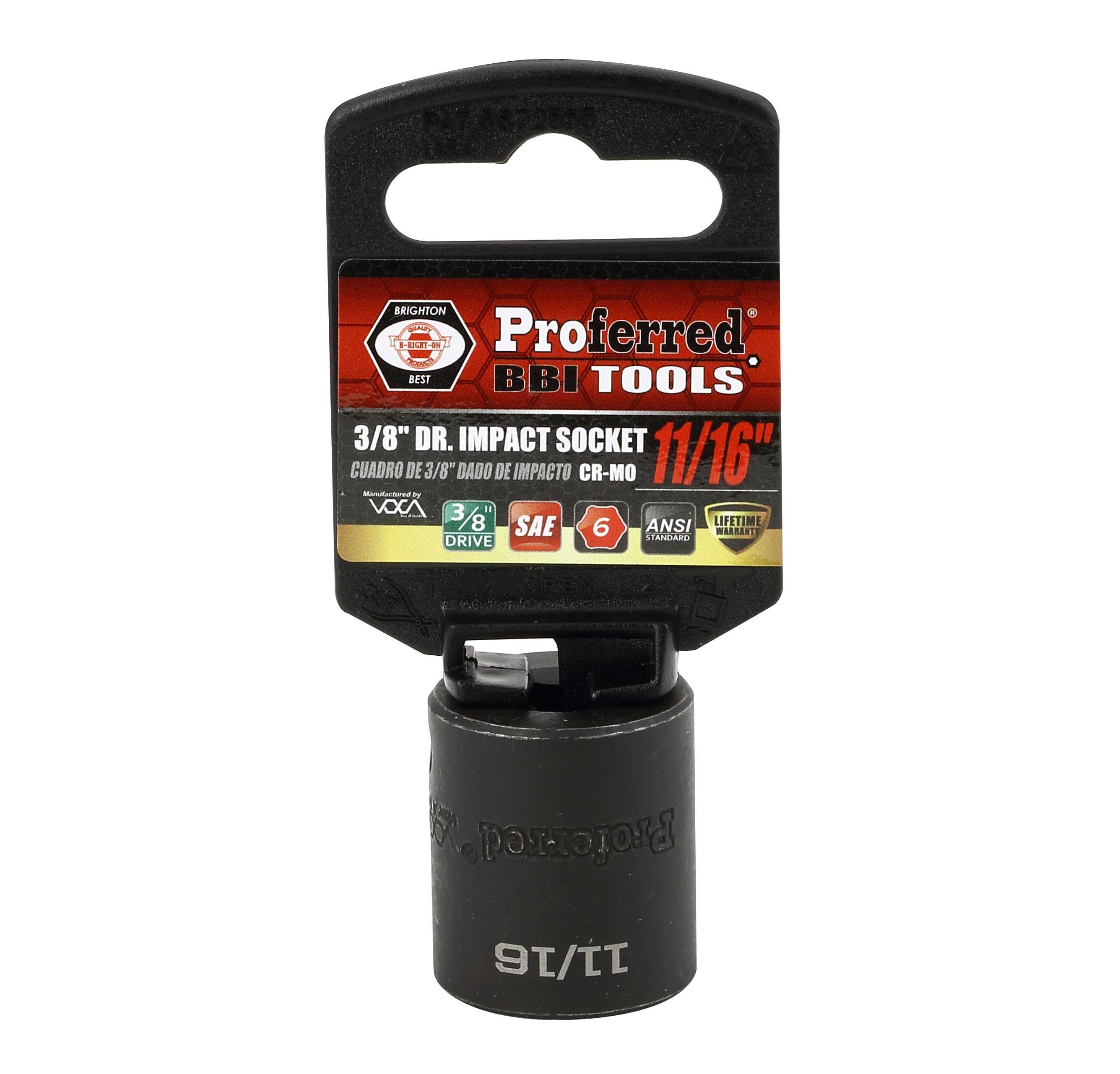 IMPACT 3/8&quot; DRIVE SAE SOCKET - 11/16&quot; IMPACT 6 Point