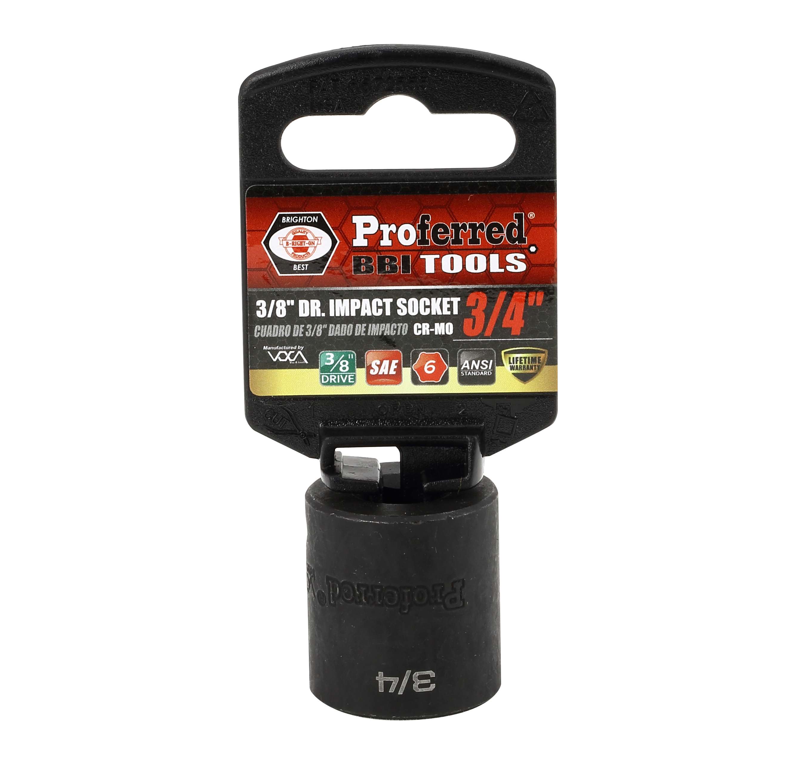 IMPACT 3/8&quot; DRIVE SAE SOCKET - 3/4&quot; IMPACT 6 Point