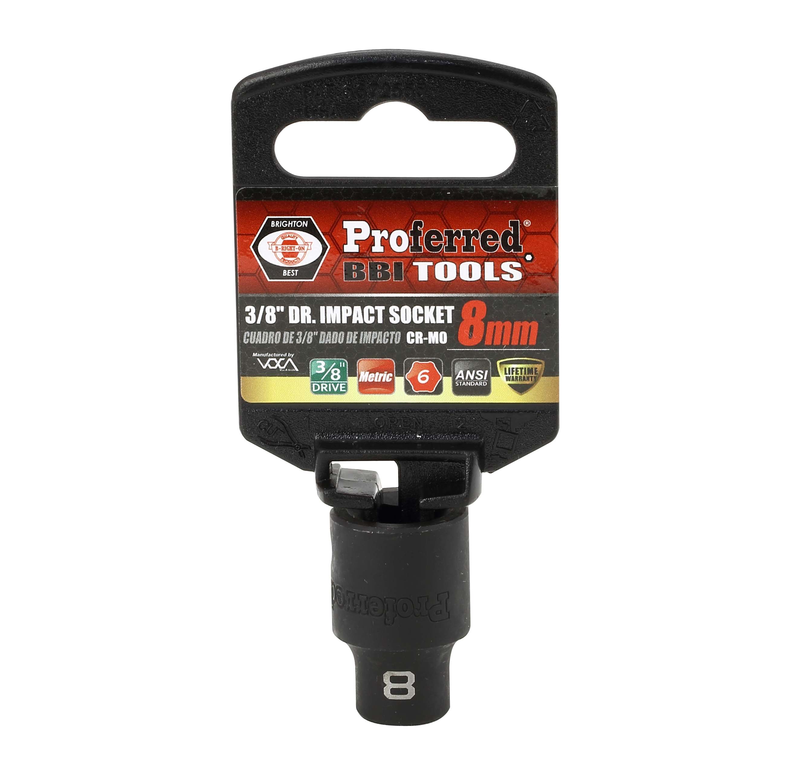 IMPACT 3/8&quot; DRIVE METRIC SOCKET - 8 MM IMPACT 6 Point