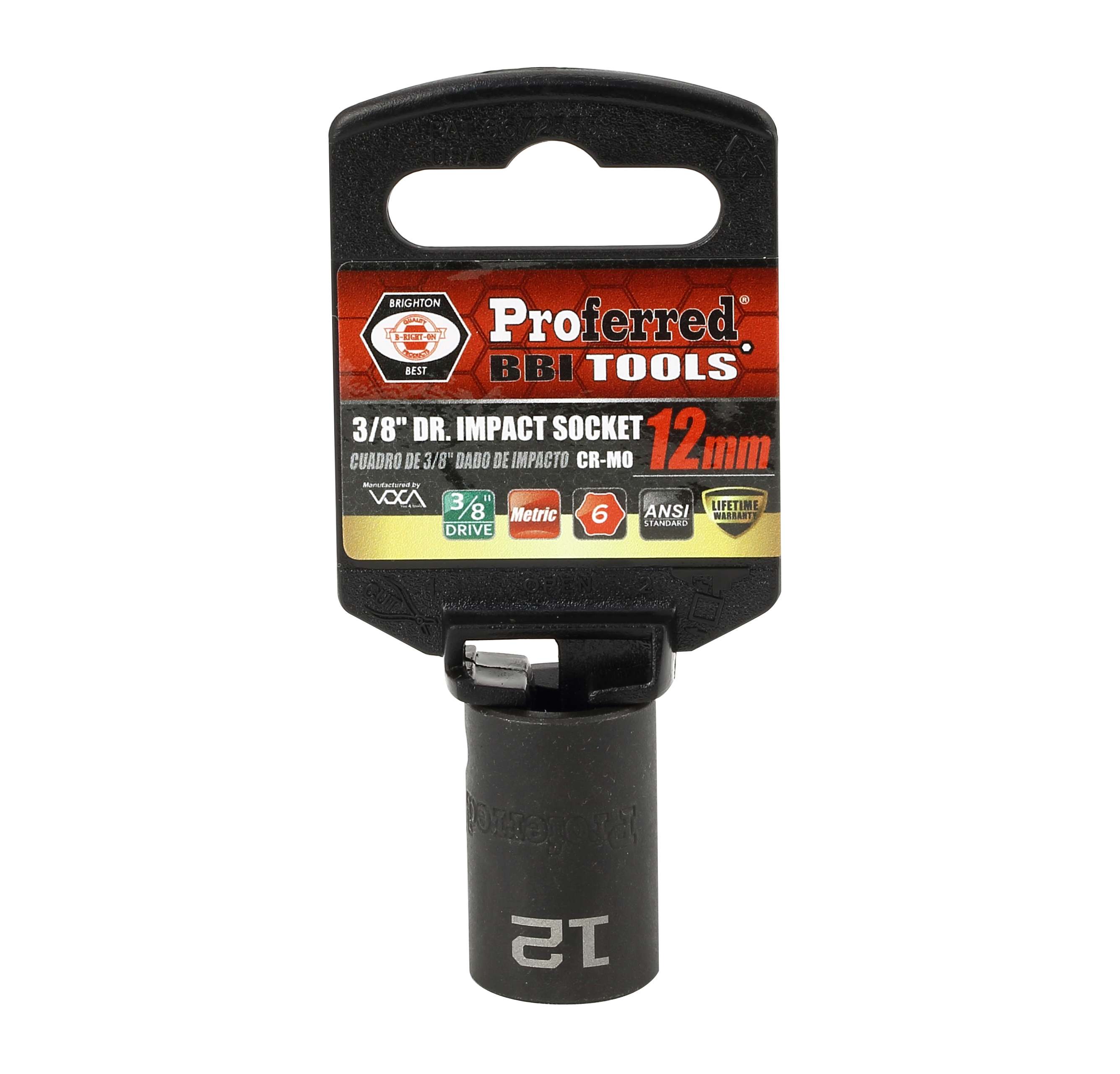 IMPACT 3/8&quot; DRIVE METRIC SOCKET - 12 MM IMPACT 6 Point