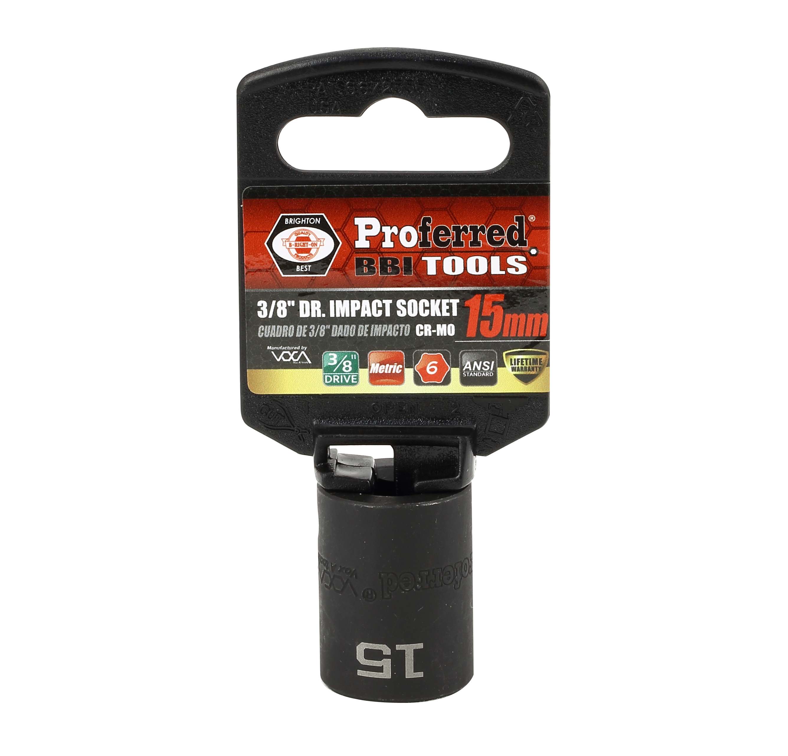 IMPACT 3/8&quot; DRIVE METRIC SOCKET - 15 MM IMPACT 6 Point