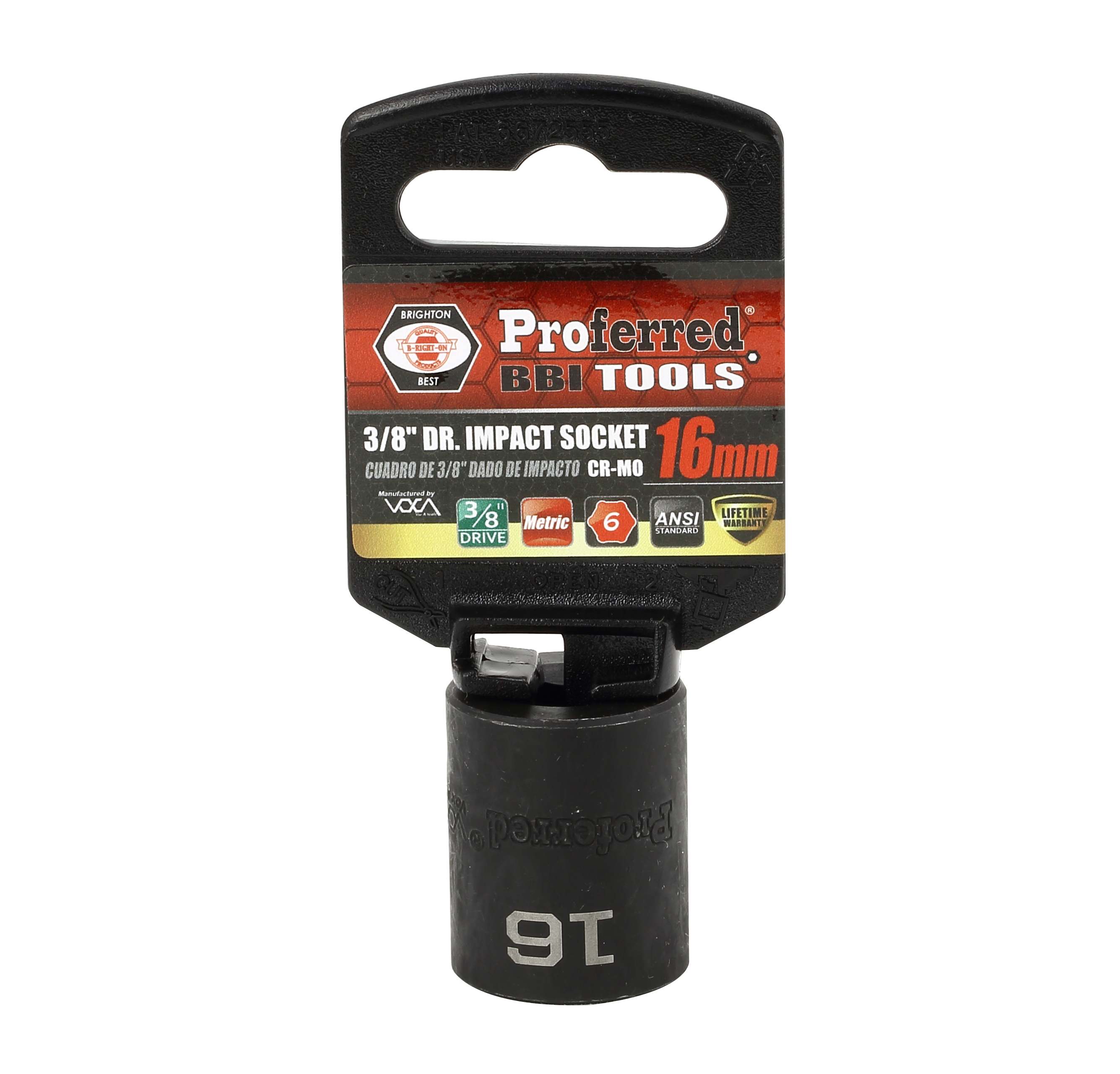 IMPACT 3/8&quot; DRIVE METRIC SOCKET - 16 MM IMPACT 6 Point