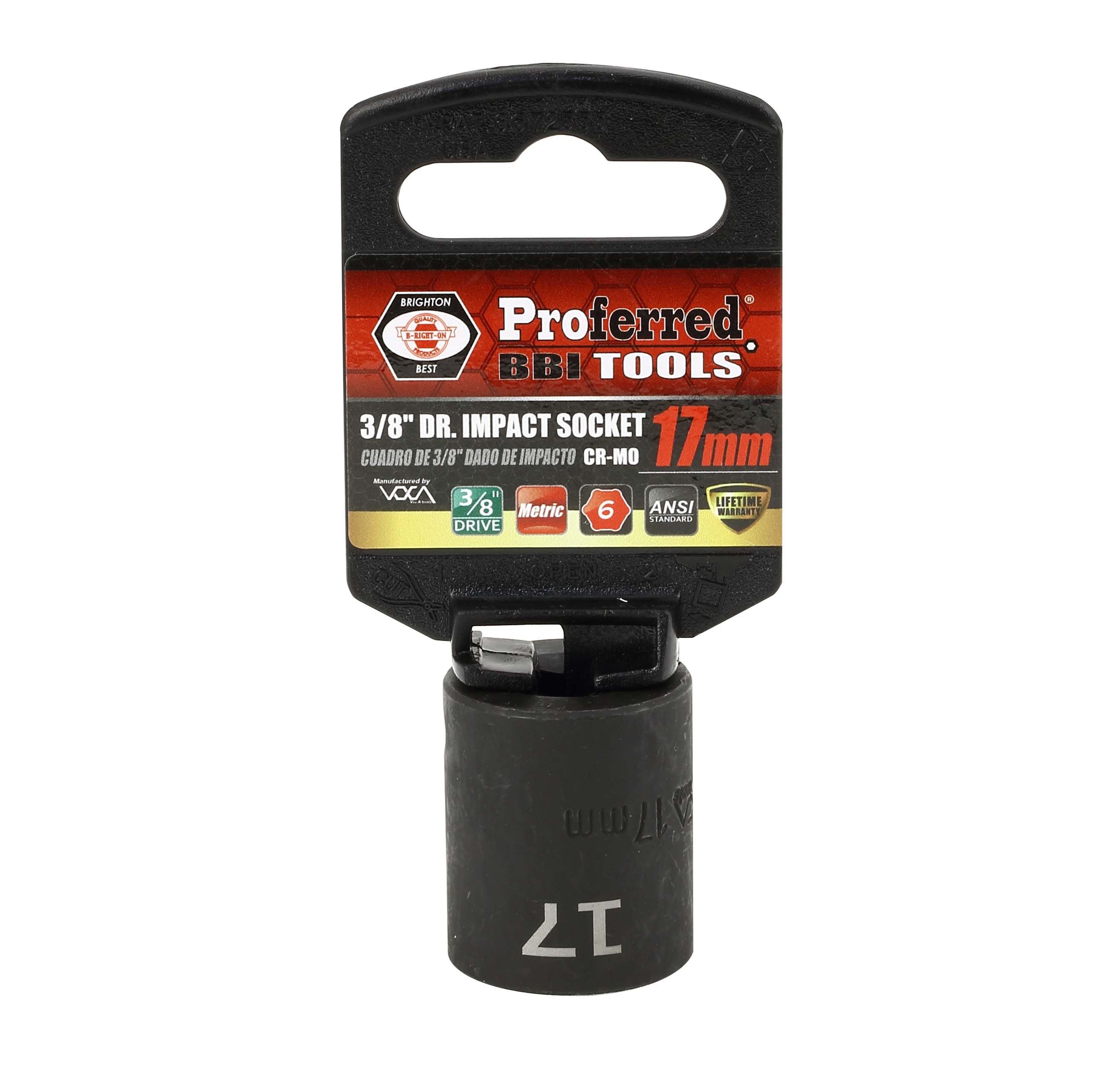 IMPACT 3/8&quot; DRIVE METRIC SOCKET - 17 MM IMPACT 6 Point