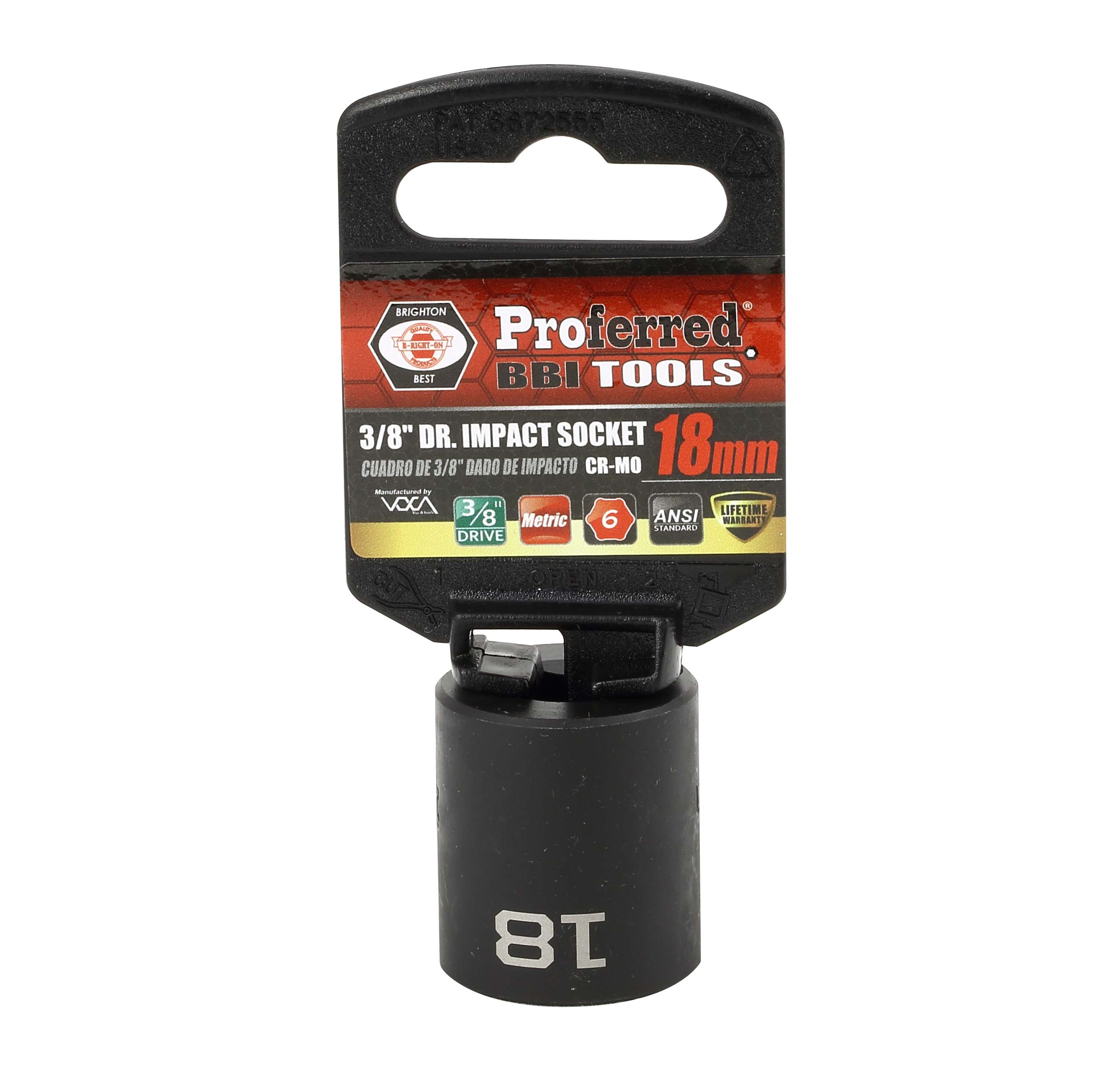 IMPACT 3/8&quot; DRIVE METRIC SOCKET - 18 MM IMPACT 6 Point