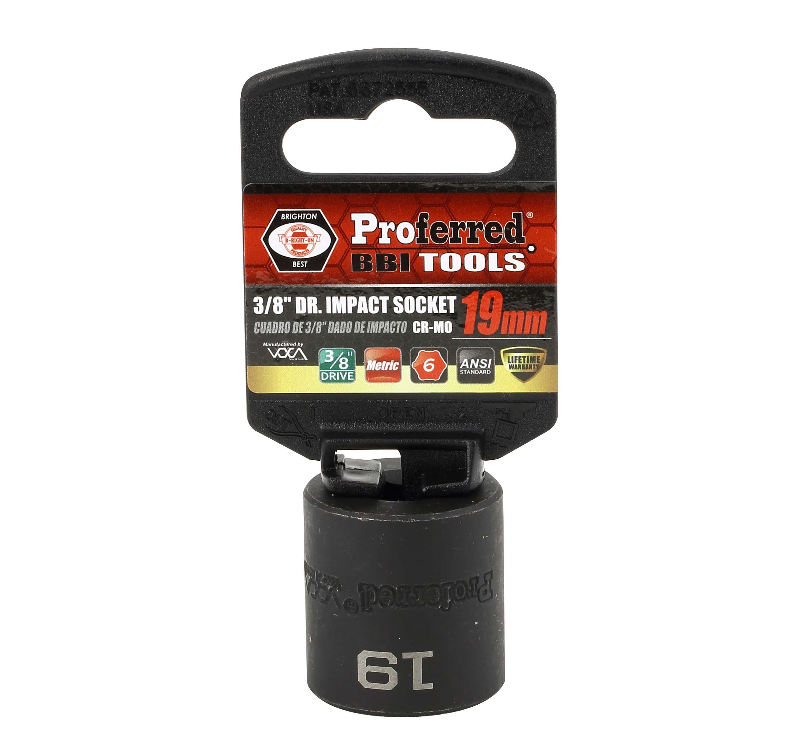 IMPACT 3/8&quot; DRIVE METRIC SOCKET - 19 MM IMPACT 6 Point