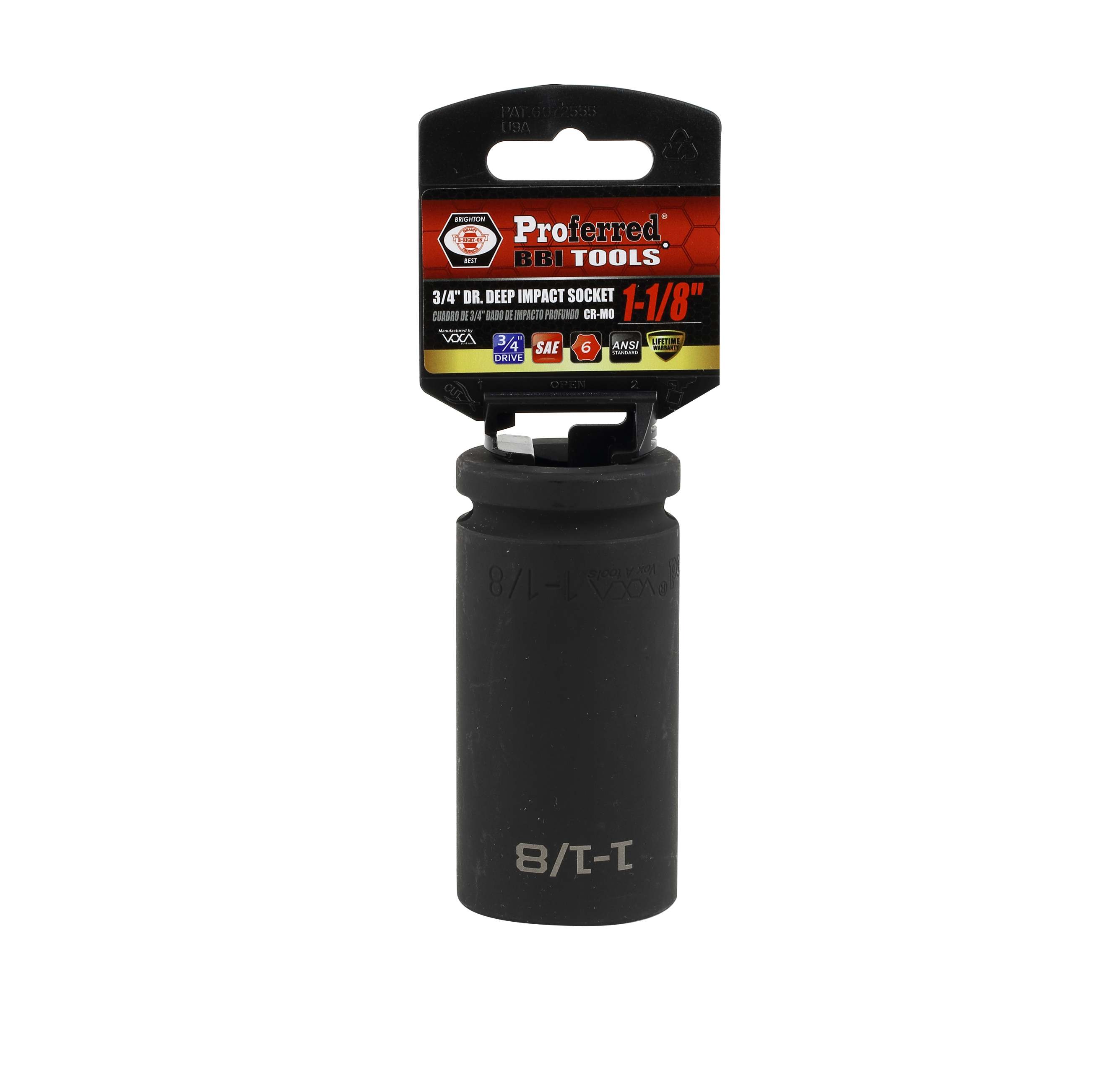 IMPACT 3/4&quot; DRIVE SAE SOCKET - 1 1/8&quot; DEEP IMPACT 6 Point