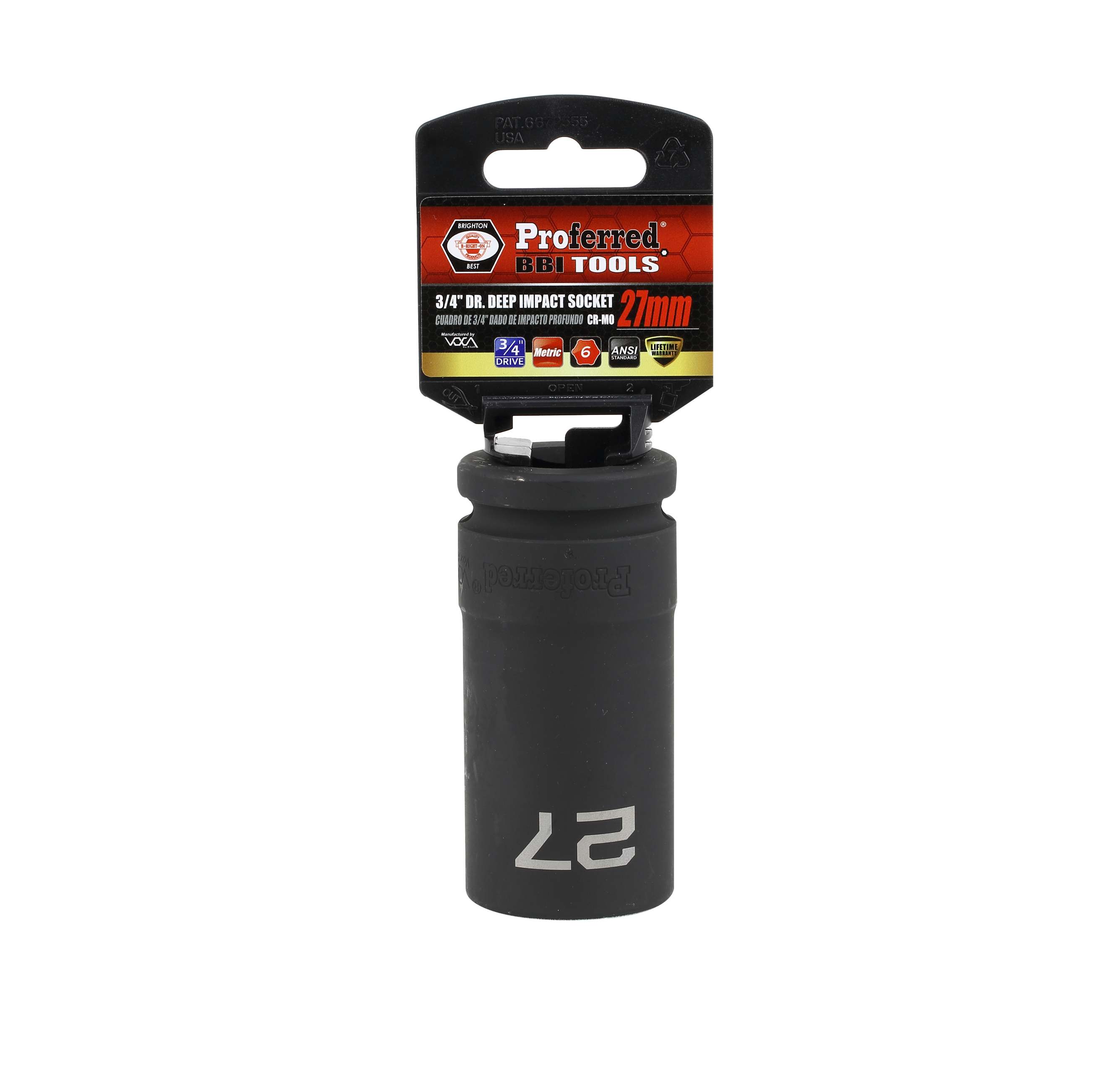 IMPACT 3/4" DRIVE METRIC SOCKET - 27 MM DEEP IMPACT 6 Point