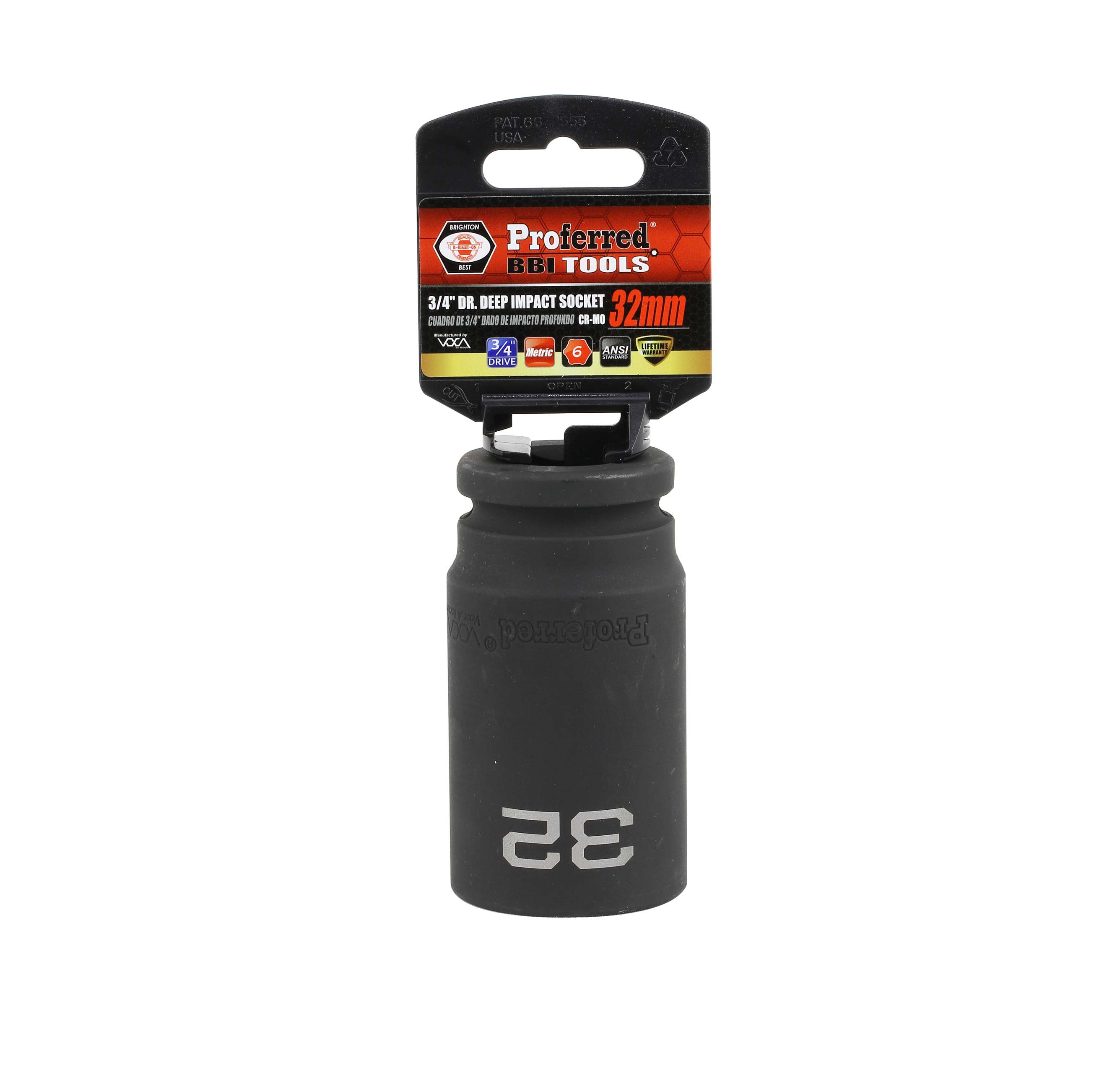 IMPACT 3/4" DRIVE METRIC SOCKET - 32 MM DEEP IMPACT 6 Point