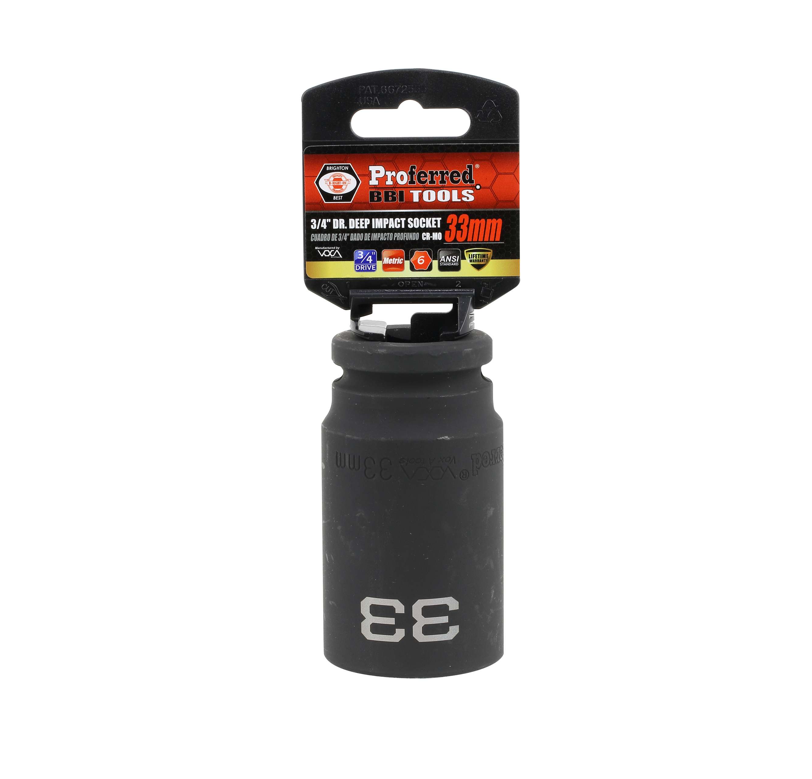 IMPACT 3/4" DRIVE METRIC SOCKET - 33 MM DEEP IMPACT 6 Point