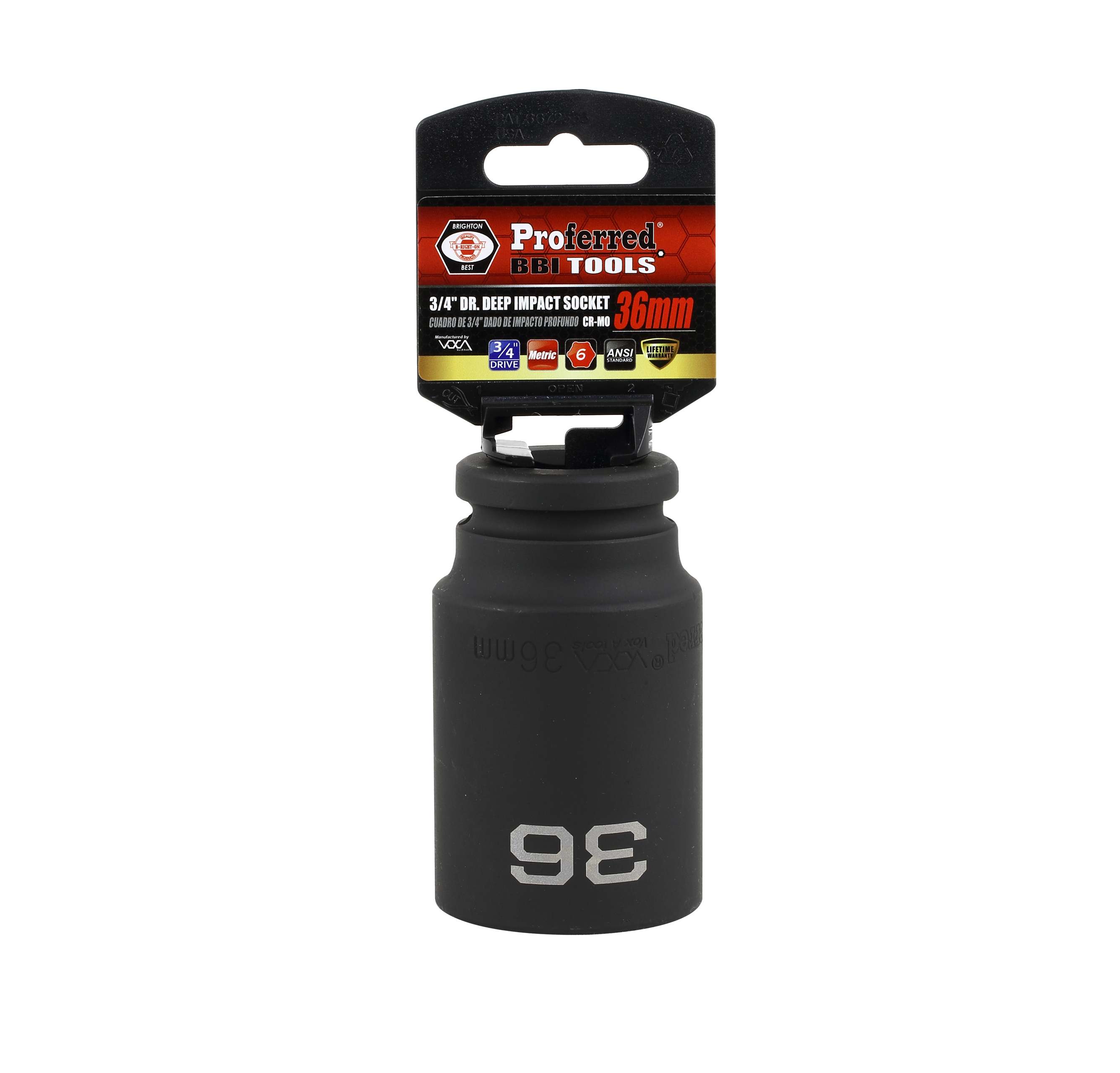 IMPACT 3/4" DRIVE METRIC SOCKET - 36 MM DEEP IMPACT 6 Point