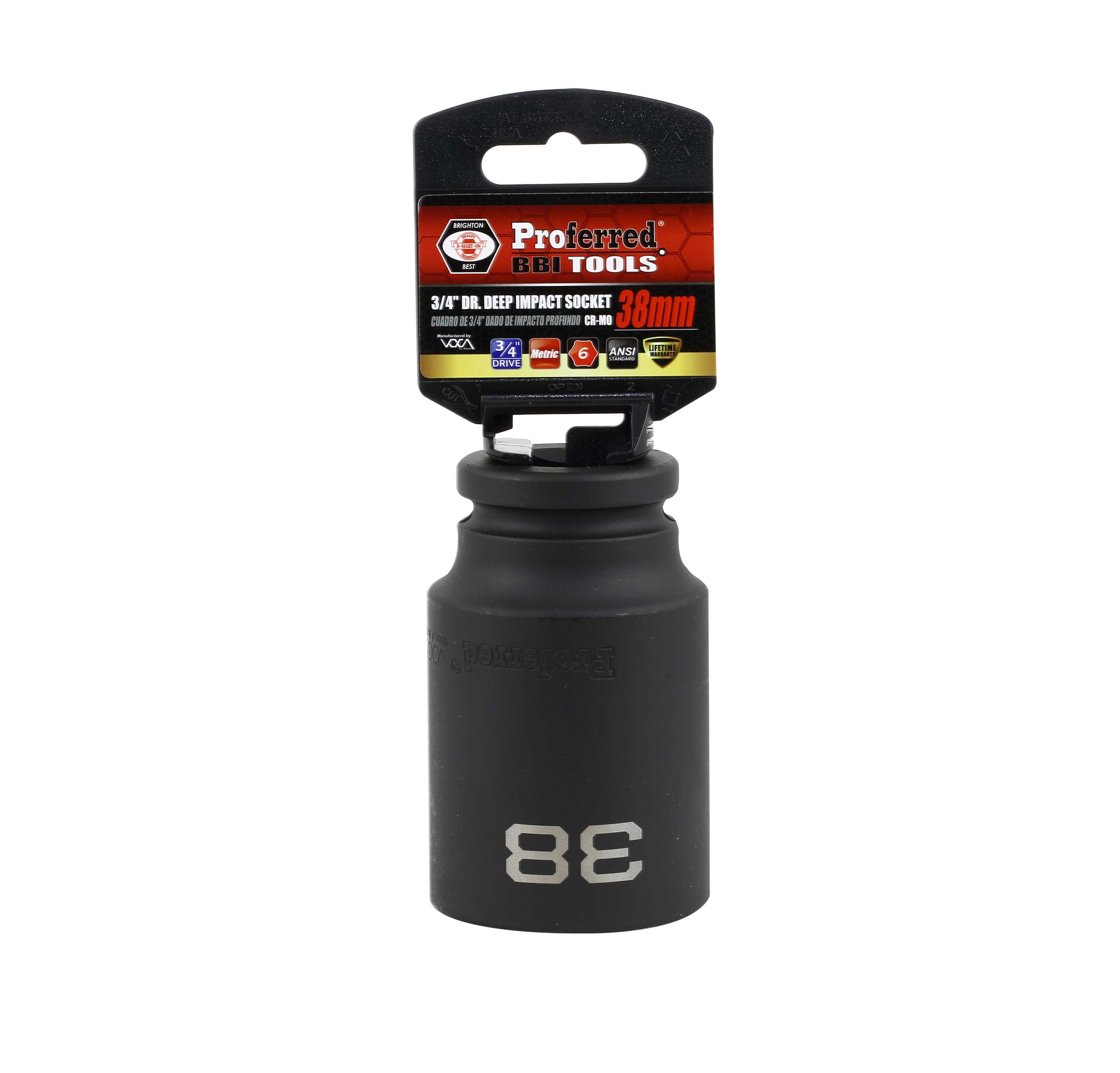 IMPACT 3/4" DRIVE METRIC SOCKET - 38 MM DEEP IMPACT 6 Point