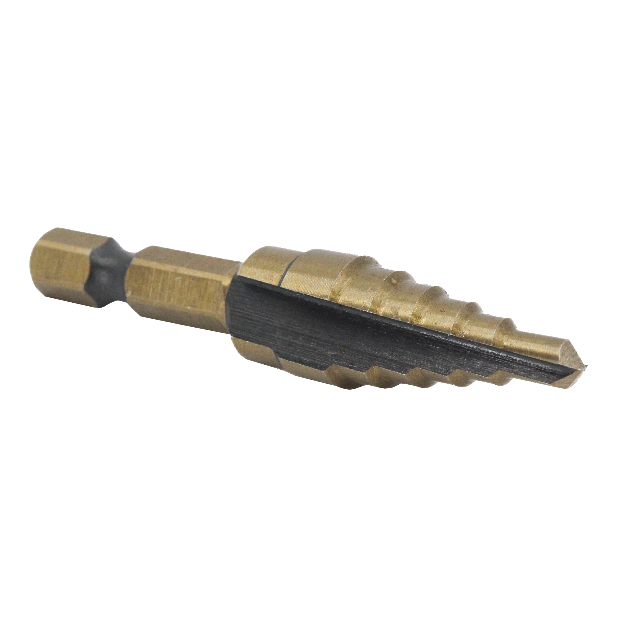 #2 HSS Black &amp; Gold Quick Change Hex Shank Step Drill Bit (3/16" - 1/2" by 1/16")