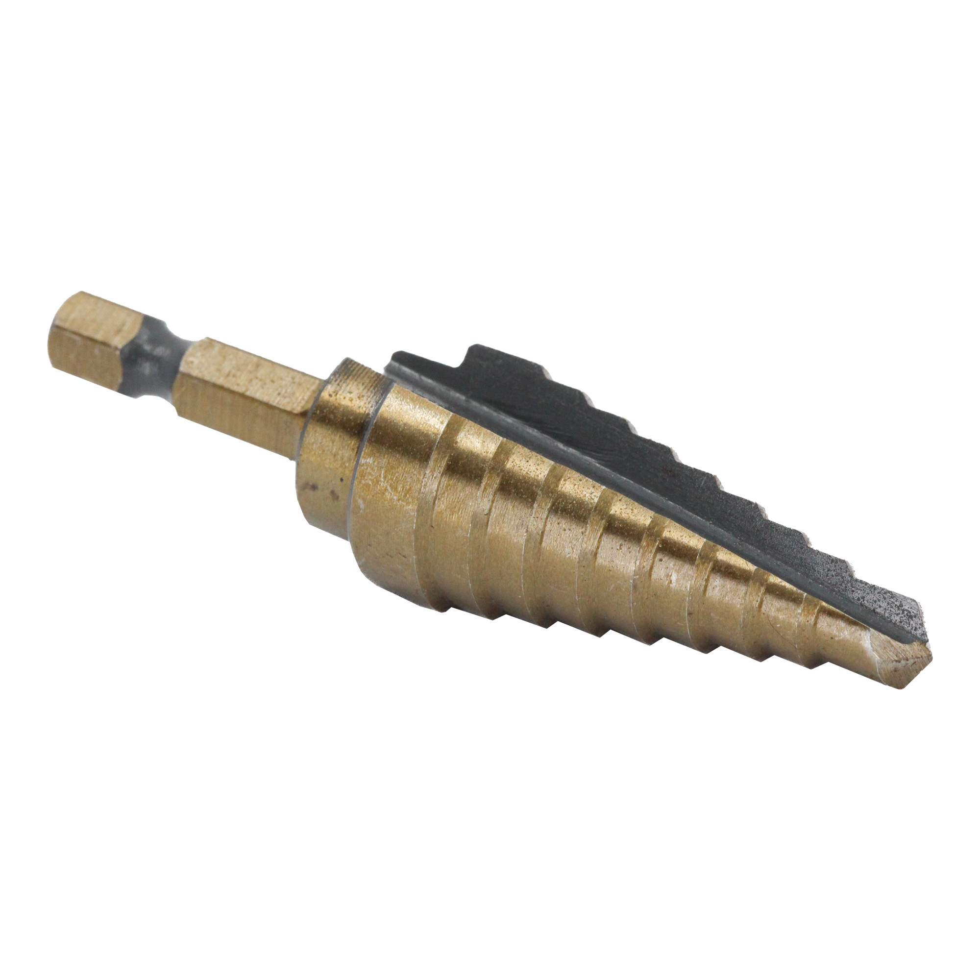 #3 HSS Black &amp; Gold Quick Change Hex Shank Step Drill Bit (1/4" - 3/4" by 1/16")