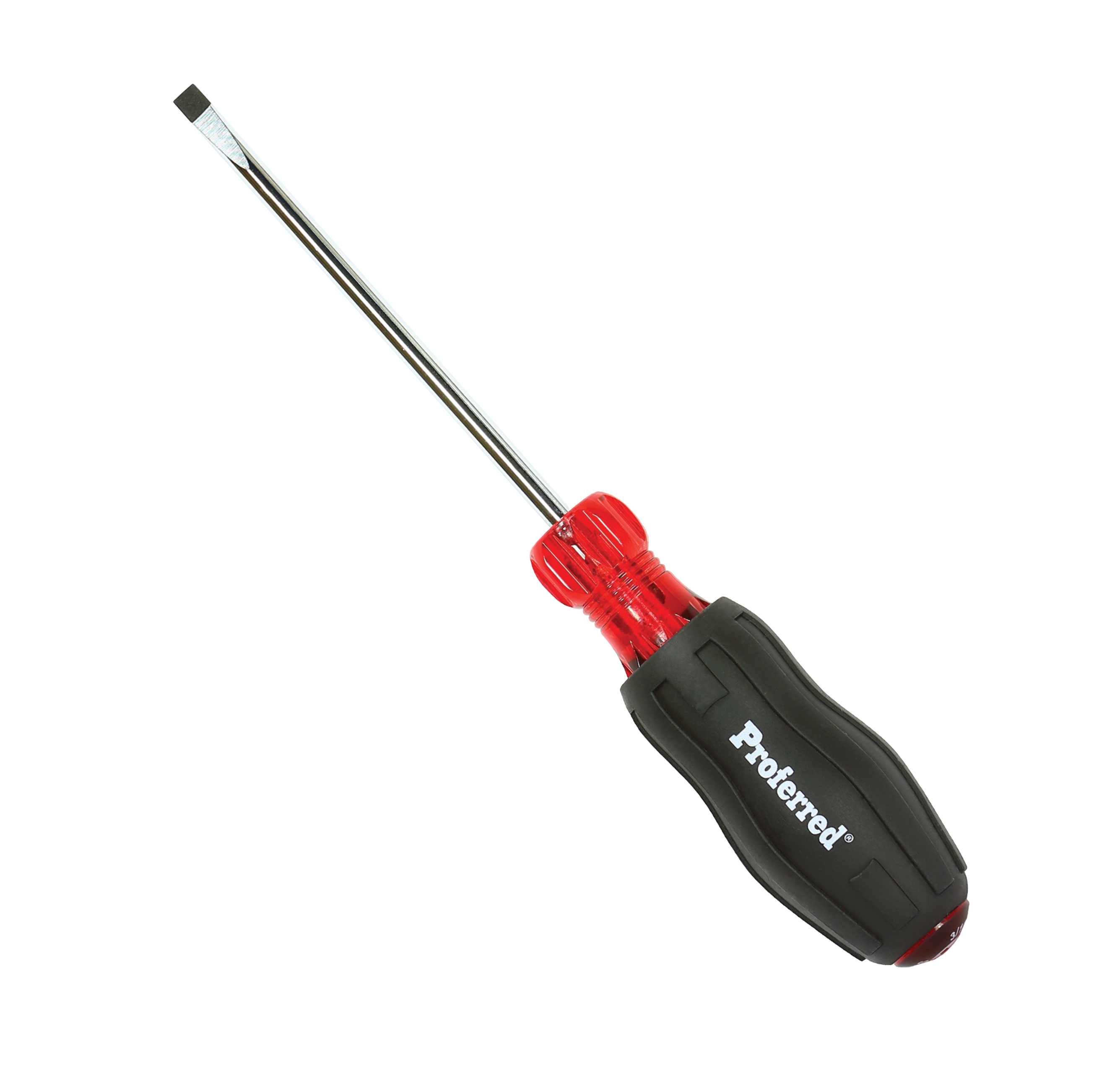 PROFERRED ACETATE CUSHION GRIP SCREWDRIVER - 1/4&quot; (Slotted)x4&quot; Black TPV Handle
