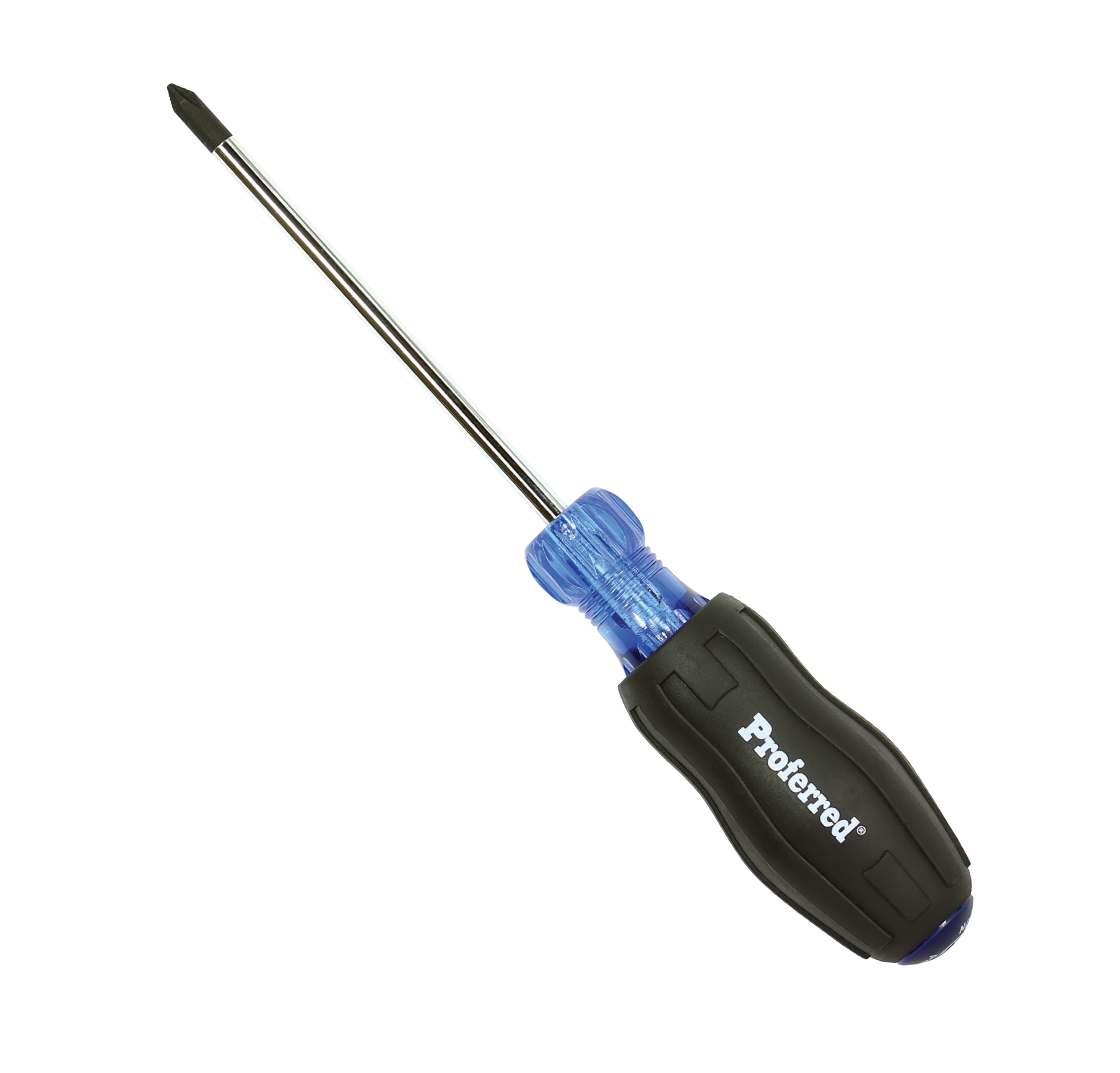 PROFERRED ACETATE CUSHION GRIP SCREWDRIVER - No. 2 (Phillips)x8&quot; Black TPV Handle