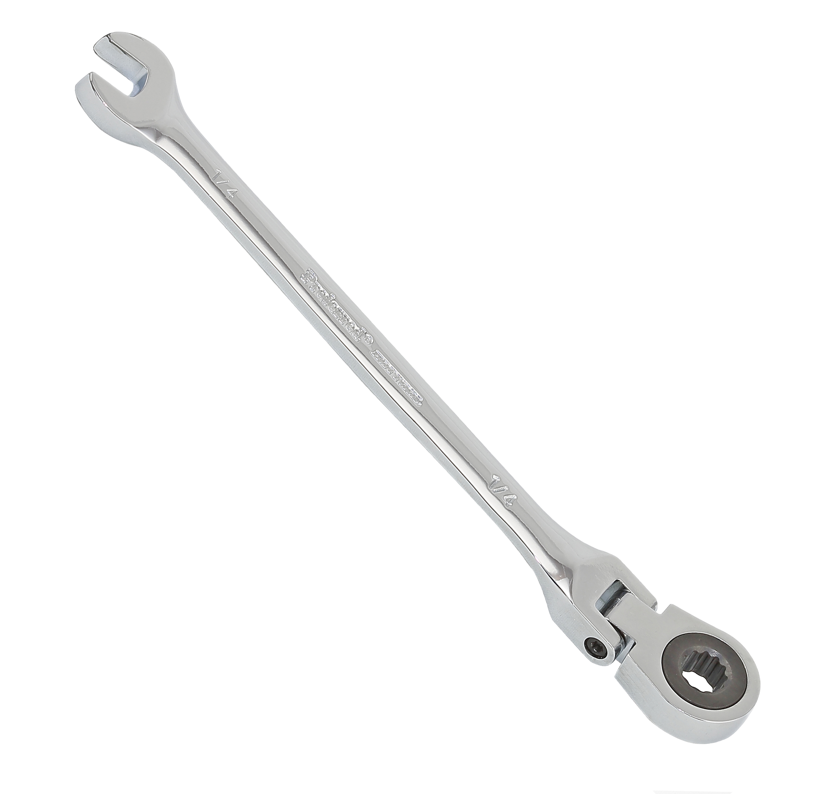 PROFERRED FLEX RATCHETING COMBINATION WRENCH, CHROME FINISH - 1/4&quot;