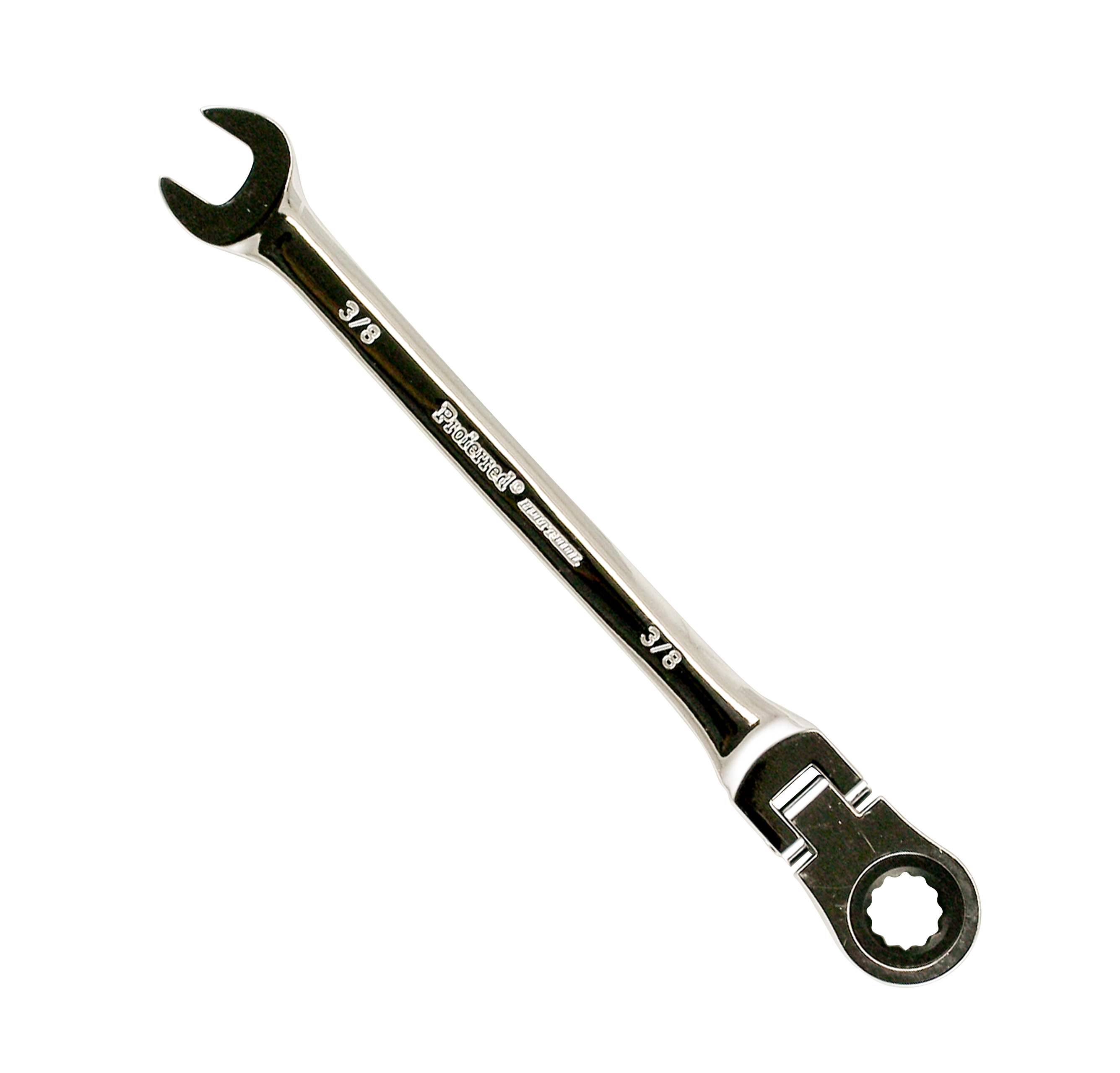 PROFERRED FLEX RATCHETING COMBINATION WRENCH, CHROME FINISH - 3/8&quot;