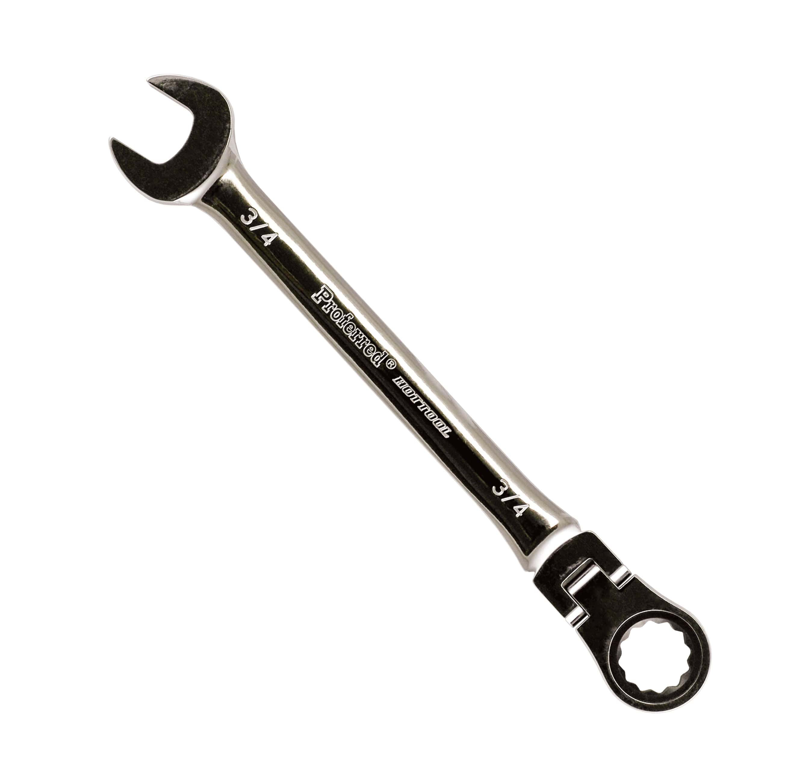 PROFERRED FLEX RATCHETING COMBINATION WRENCH, CHROME FINISH - 3/4&quot;