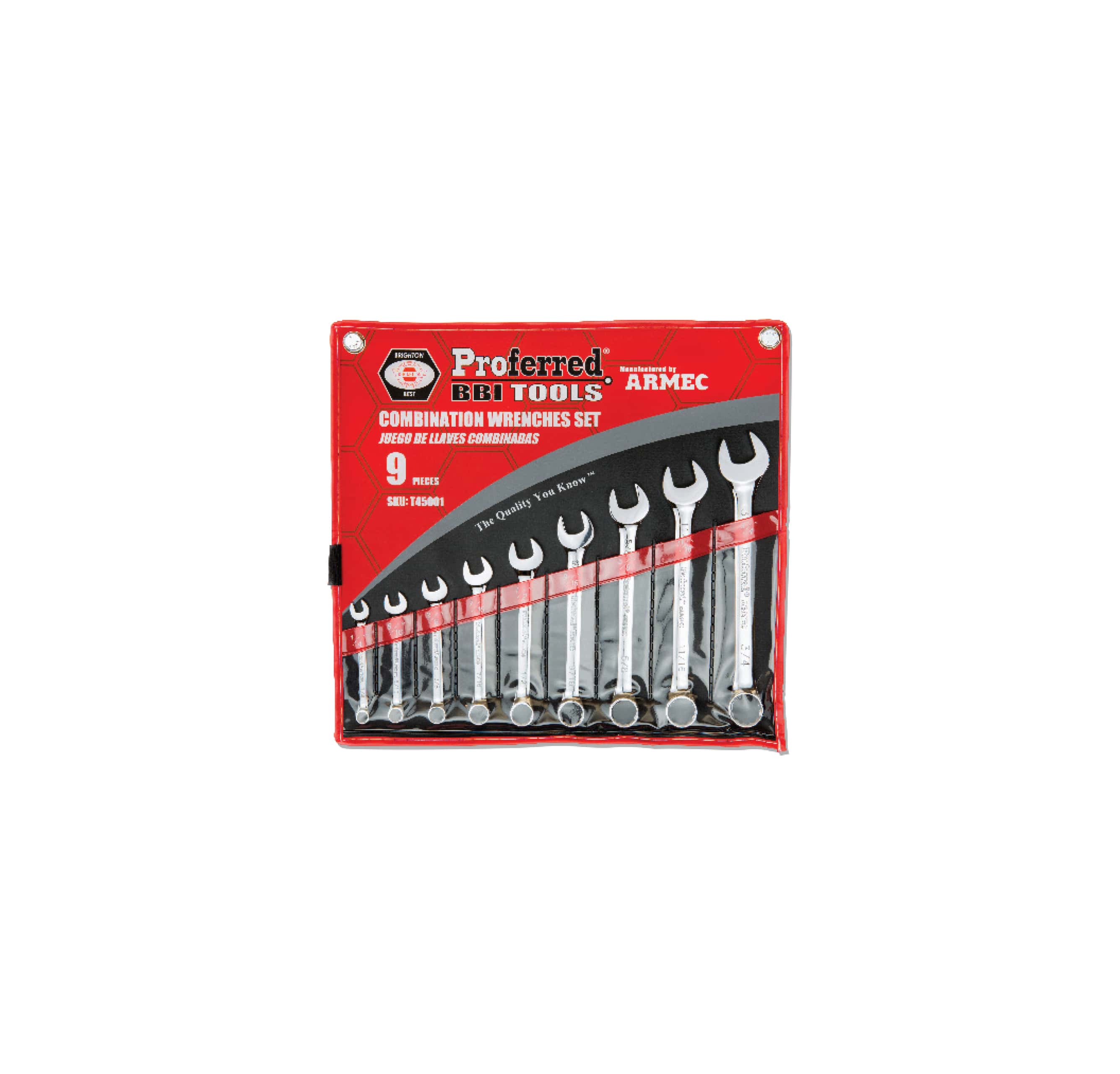 PROFERRED COMBINATION WRENCH SET - 9 piece (1/4&quot; - 3/4&quot;)