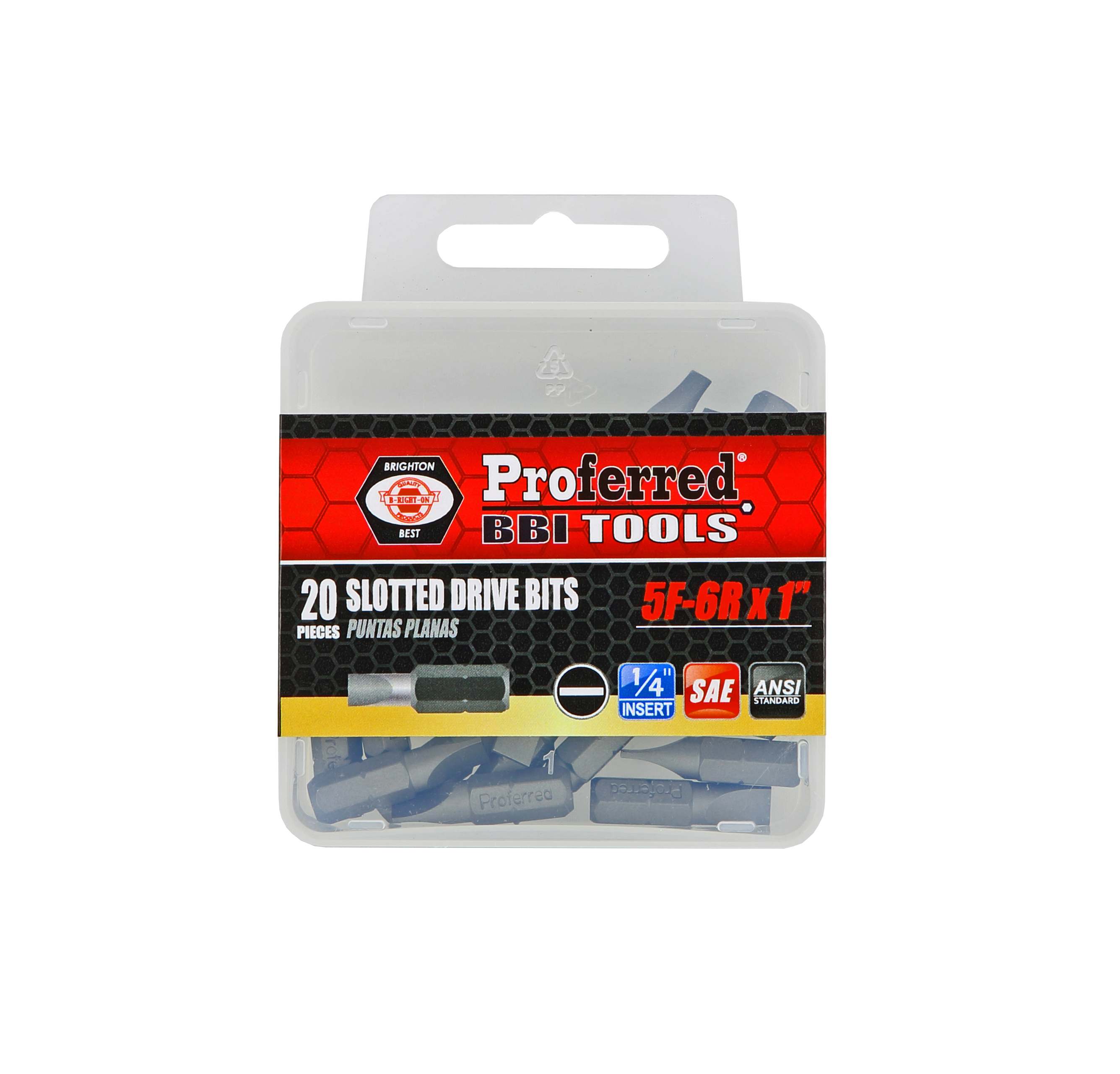 SLOTTED DRIVE BITS - 5F-6R,1&quot;,1/4&quot; Hex Shank