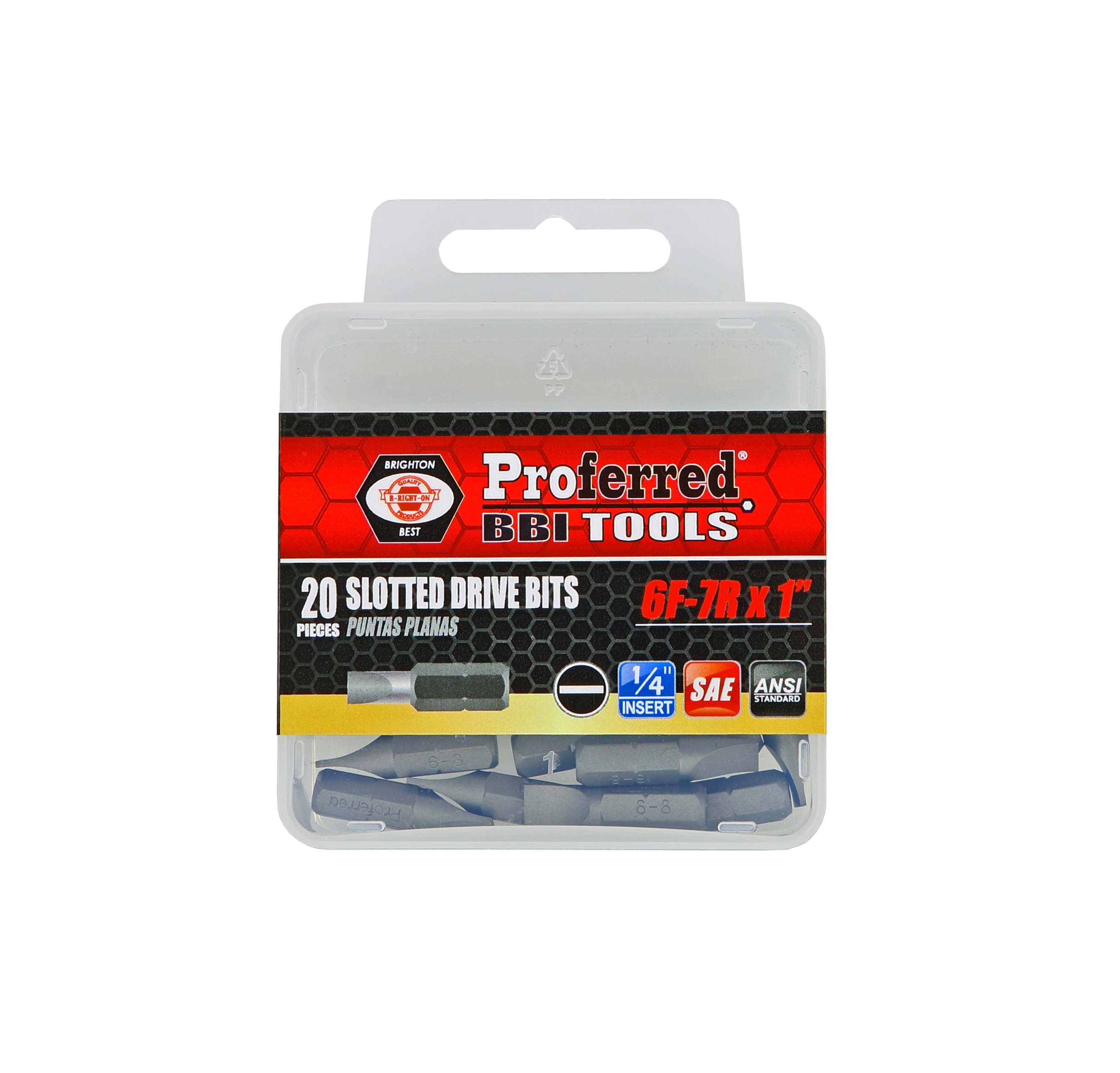 SLOTTED DRIVE BITS - 6F-7R,1&quot;,1/4&quot; Hex Shank
