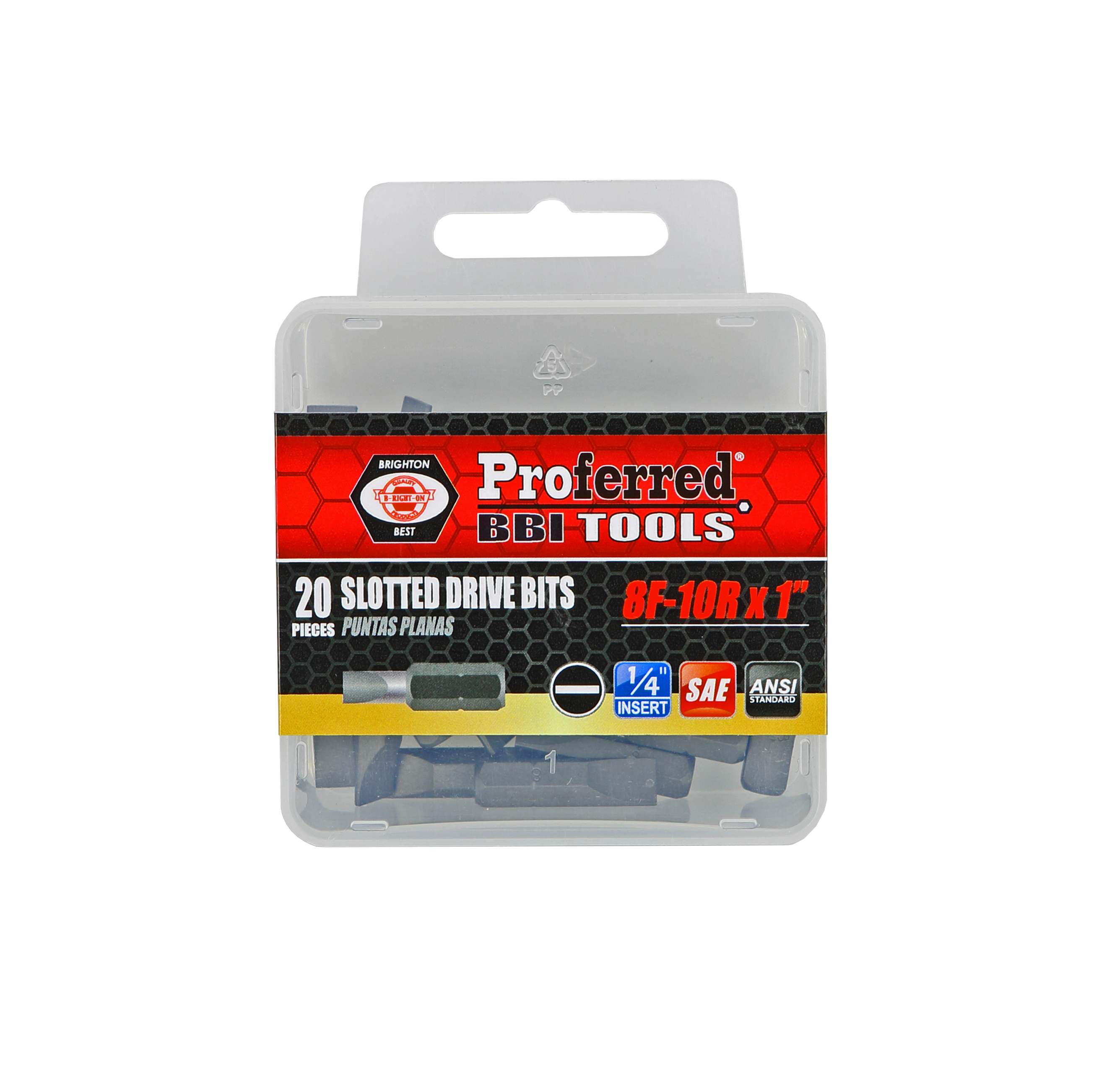 SLOTTED DRIVE BITS - 8F-10R,1&quot;,1/4&quot; Hex Shank