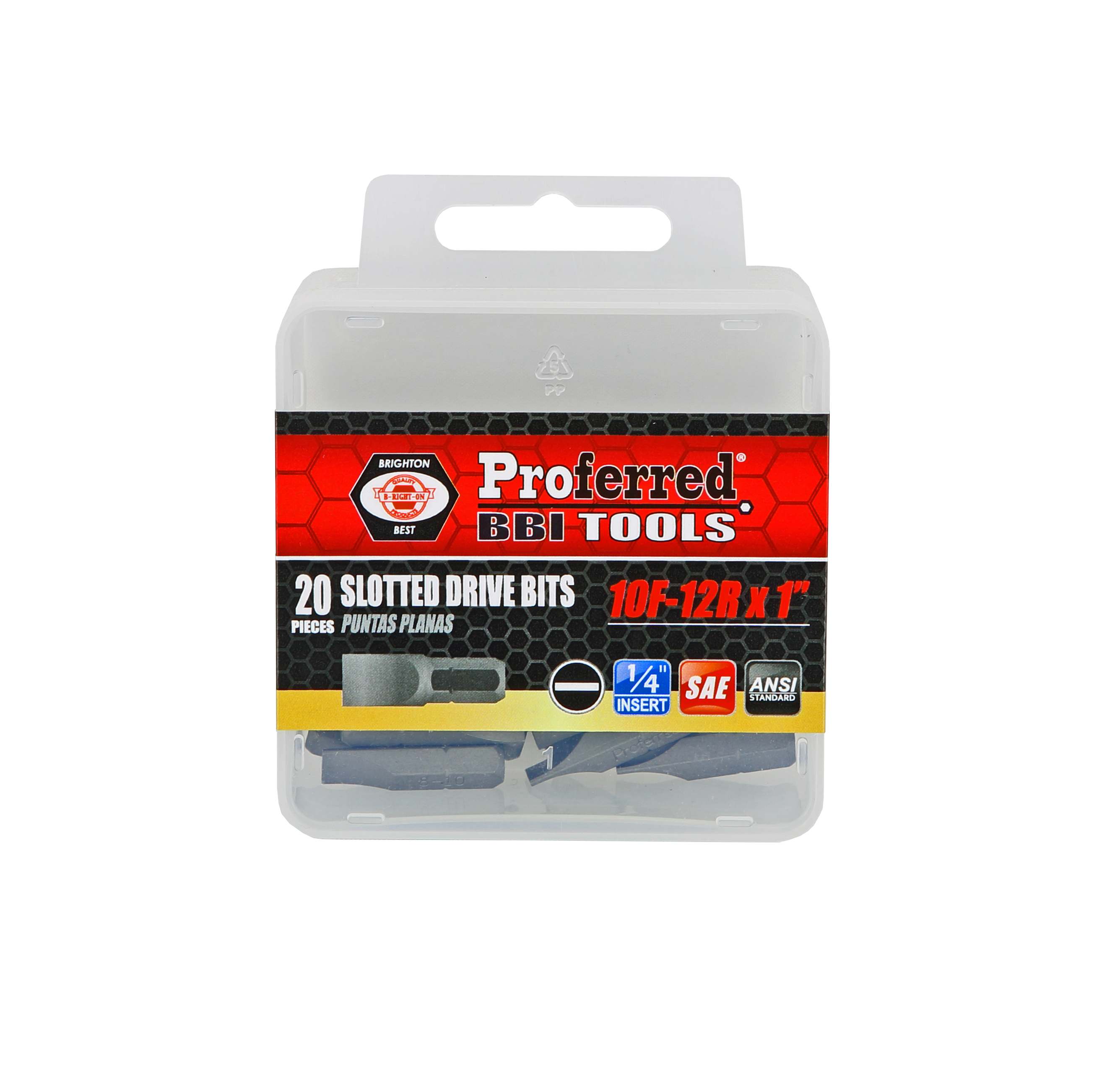 SLOTTED DRIVE BITS - 10F-12R,1&quot;,1/4&quot; Hex Shank