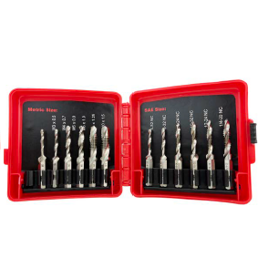 12 Piece Combined Drill Tap and Countersink Set with 1/4" Quick Change Hex Shank