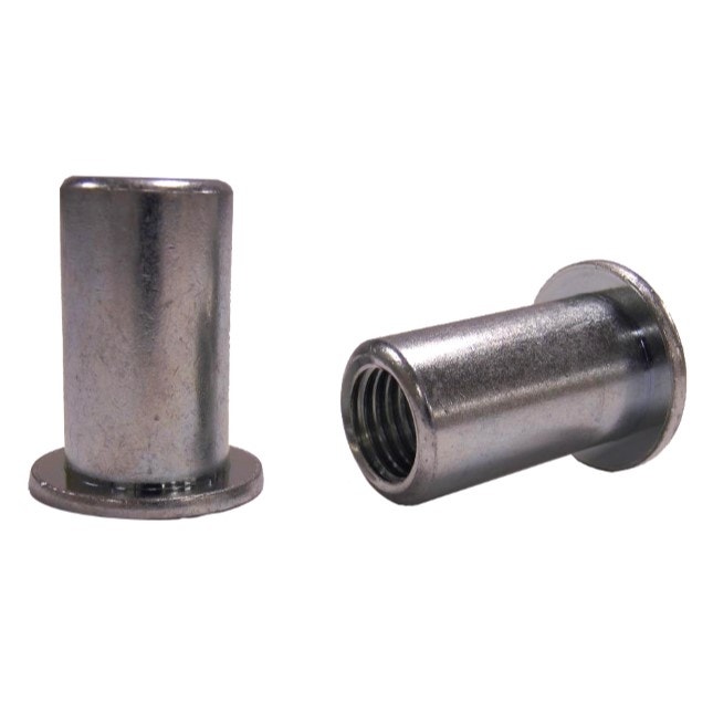 LRGR2-12175-3.8, Rivetnut Insert, M12x1.75 ISO-6H (1.27-3.80mm Grip) Round Body Large Thread, Flat